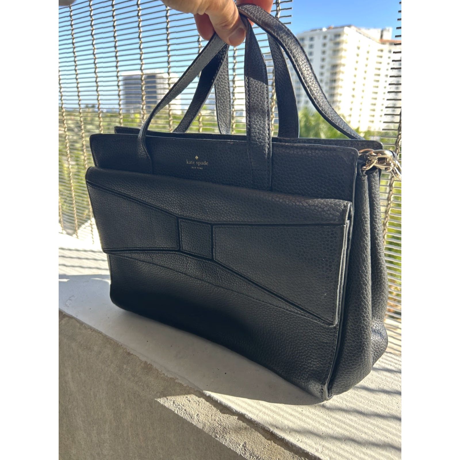 Vintage VINTAGE? No. Kate Spade NewYork Designer Black Leather Shoulder Bag Purse Handbag Women Size ONE SIZE - 2 Thumbnail