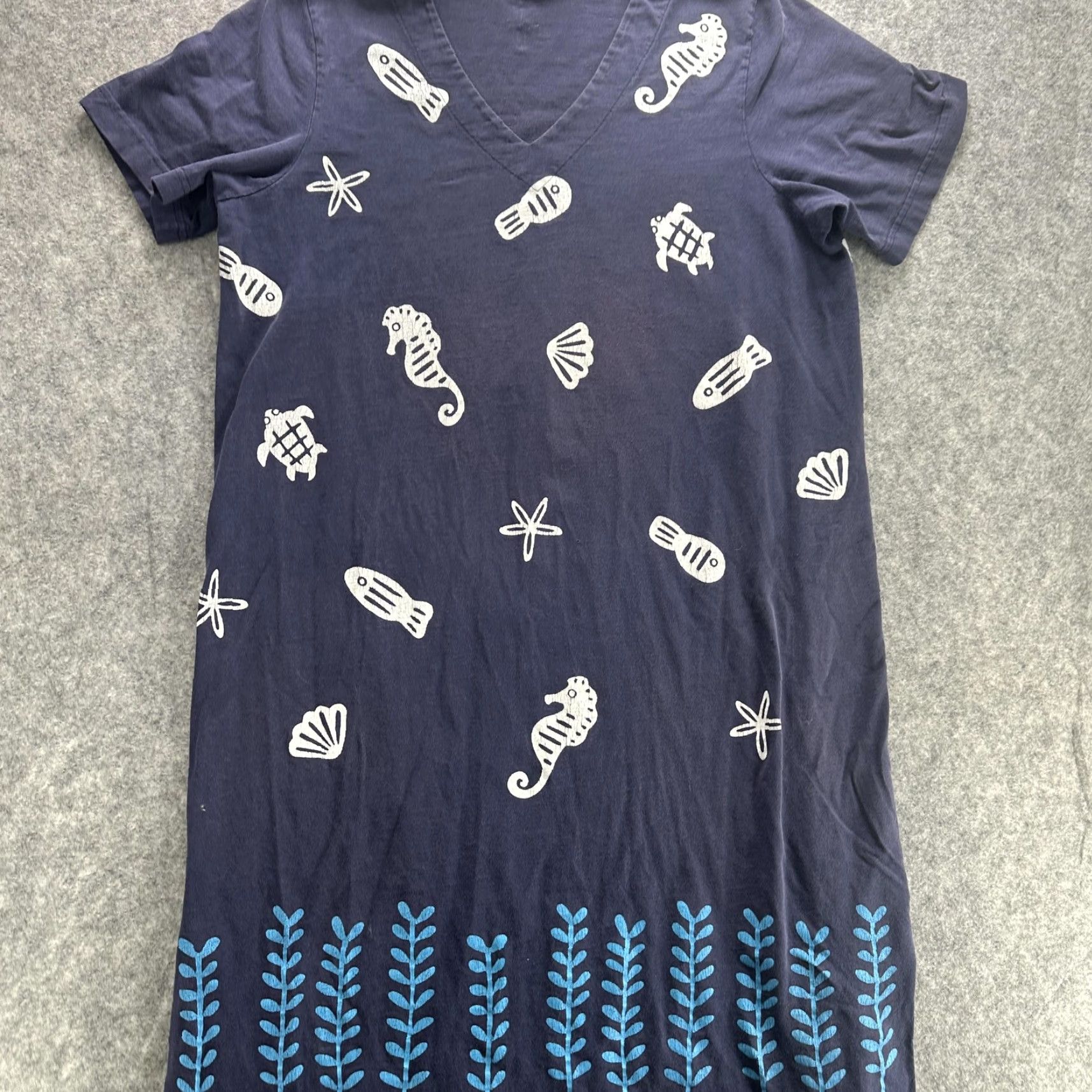 Vintage VINTAGE M. Mak Dress Womens Large Navy Blue Sea Life Seahorse Turtle Fish Shell Summer Size M / US 6-8 / IT 42-44 - 3 Thumbnail