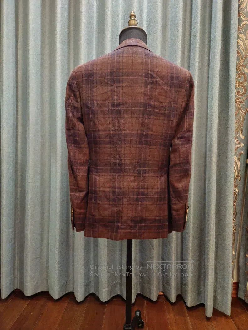 Brunello Cucinelli Brunello Cucinelli Burgundy silk wool cashmere mixed twill Size 46L - 2 Thumbnail