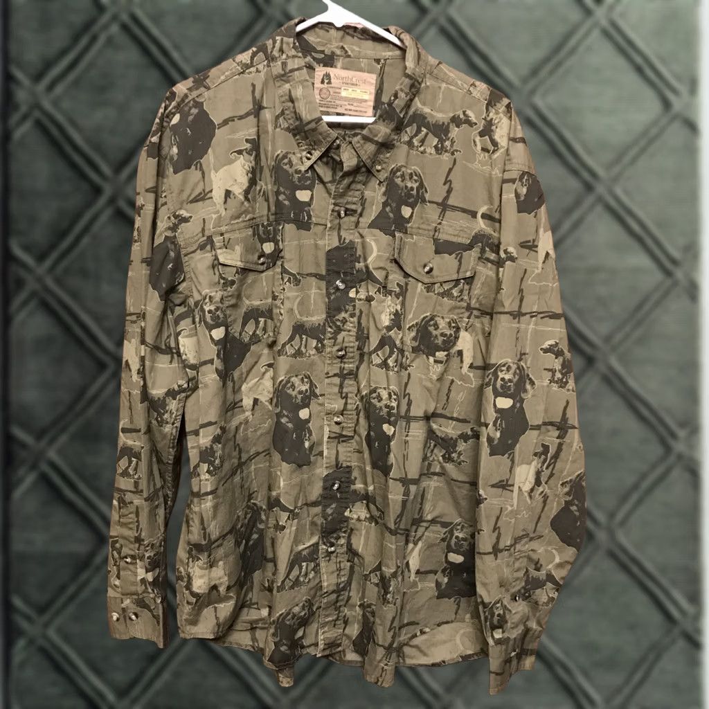 Vintage Northcrest Sportsman Shirt Button-Up 2XL Green Dogs B547 Men Long Sleeve Button-Down Collar 100% Cotton Vintage No Size US XXL / EU 58 / 5 - 1 Thumbnail