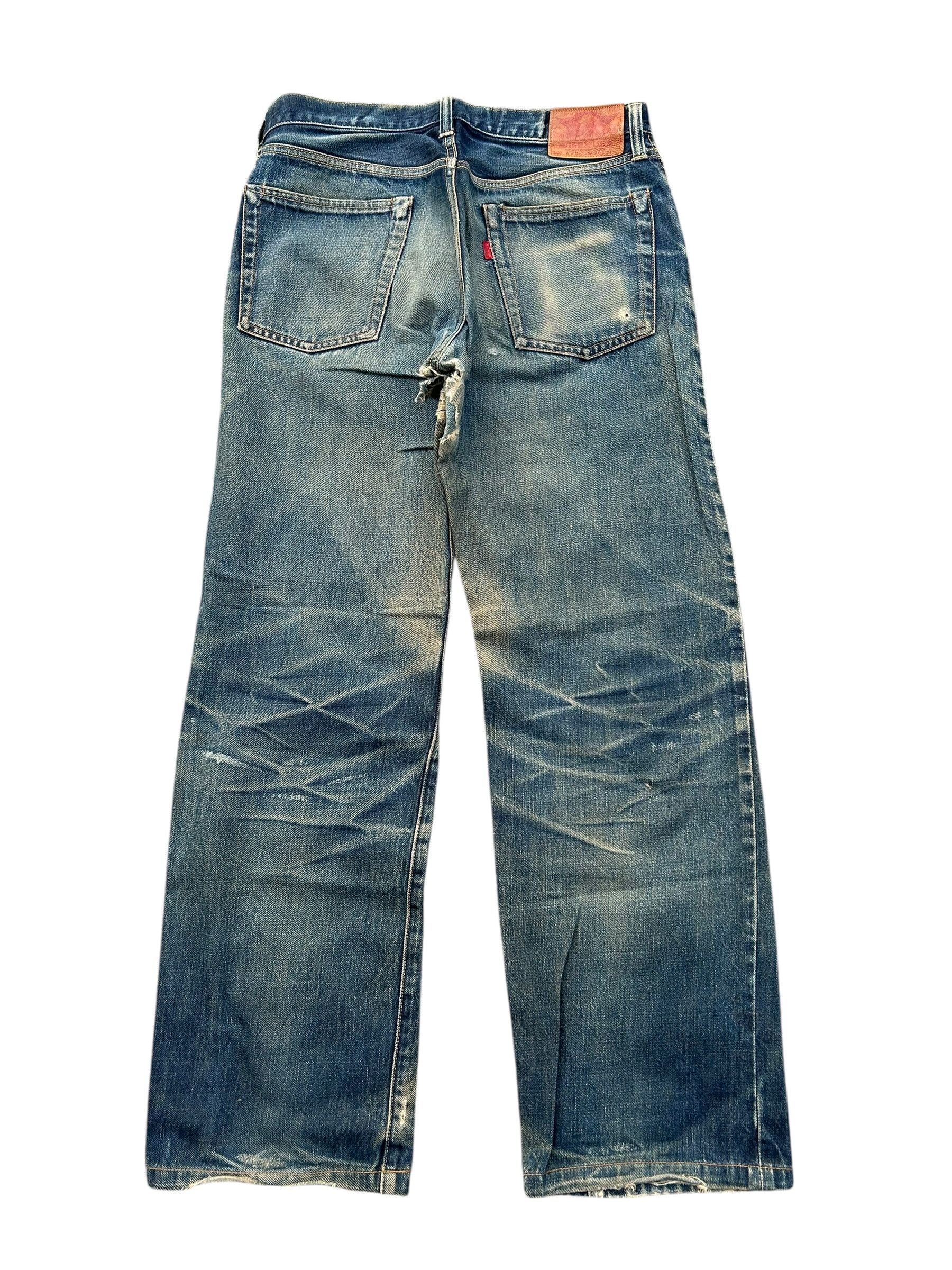 Avirex × Kapital × Vintage Vintage Avirex Selvedge Button 13star Distressed Denim Jeans Size US 31 - 3 Thumbnail