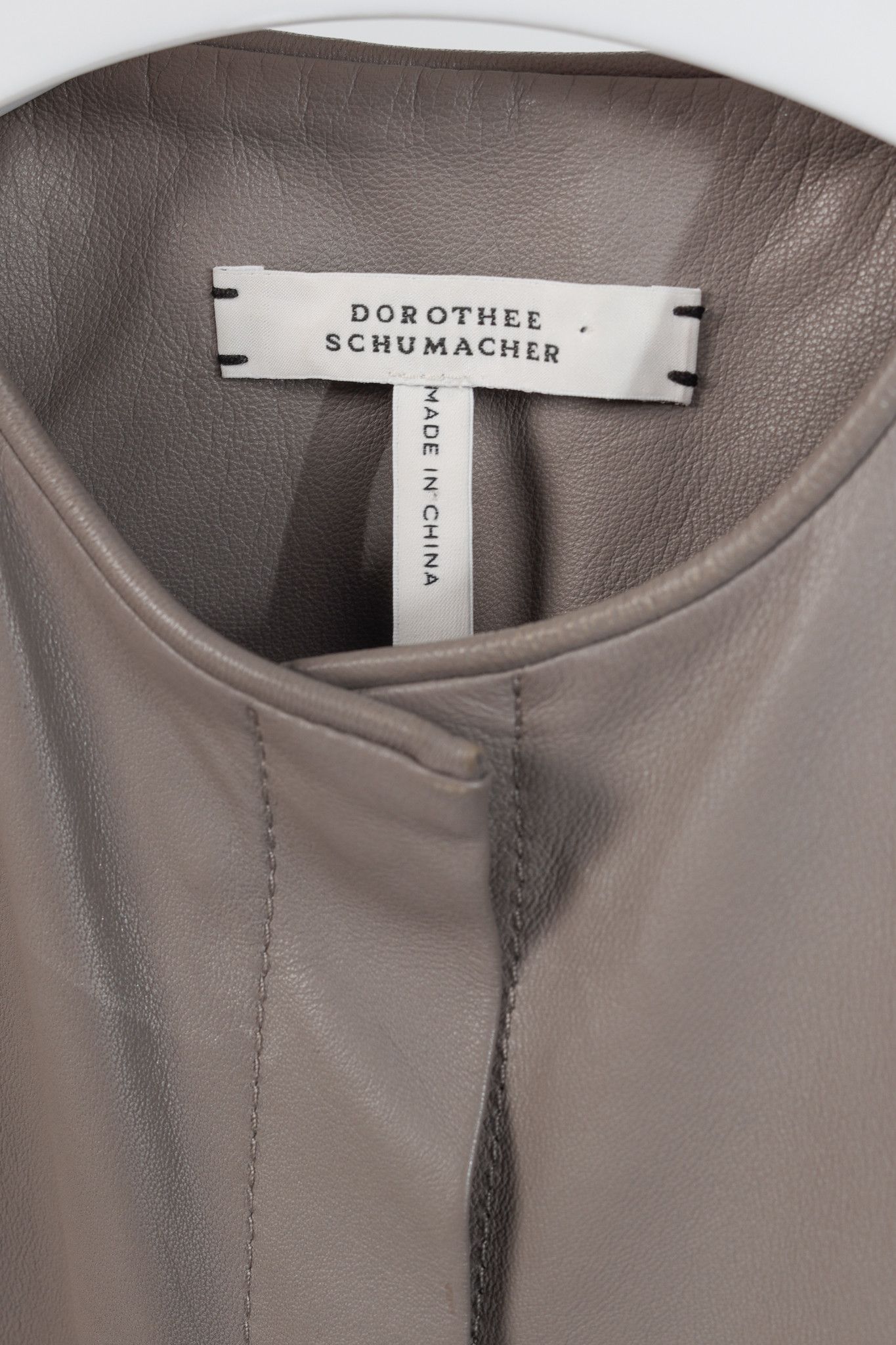 DOROTHEE SCHUMACHER Dorothee Schumacher Grey Leather Short-Sleeve Top Size S / US 4 / IT 40 - 4 Thumbnail