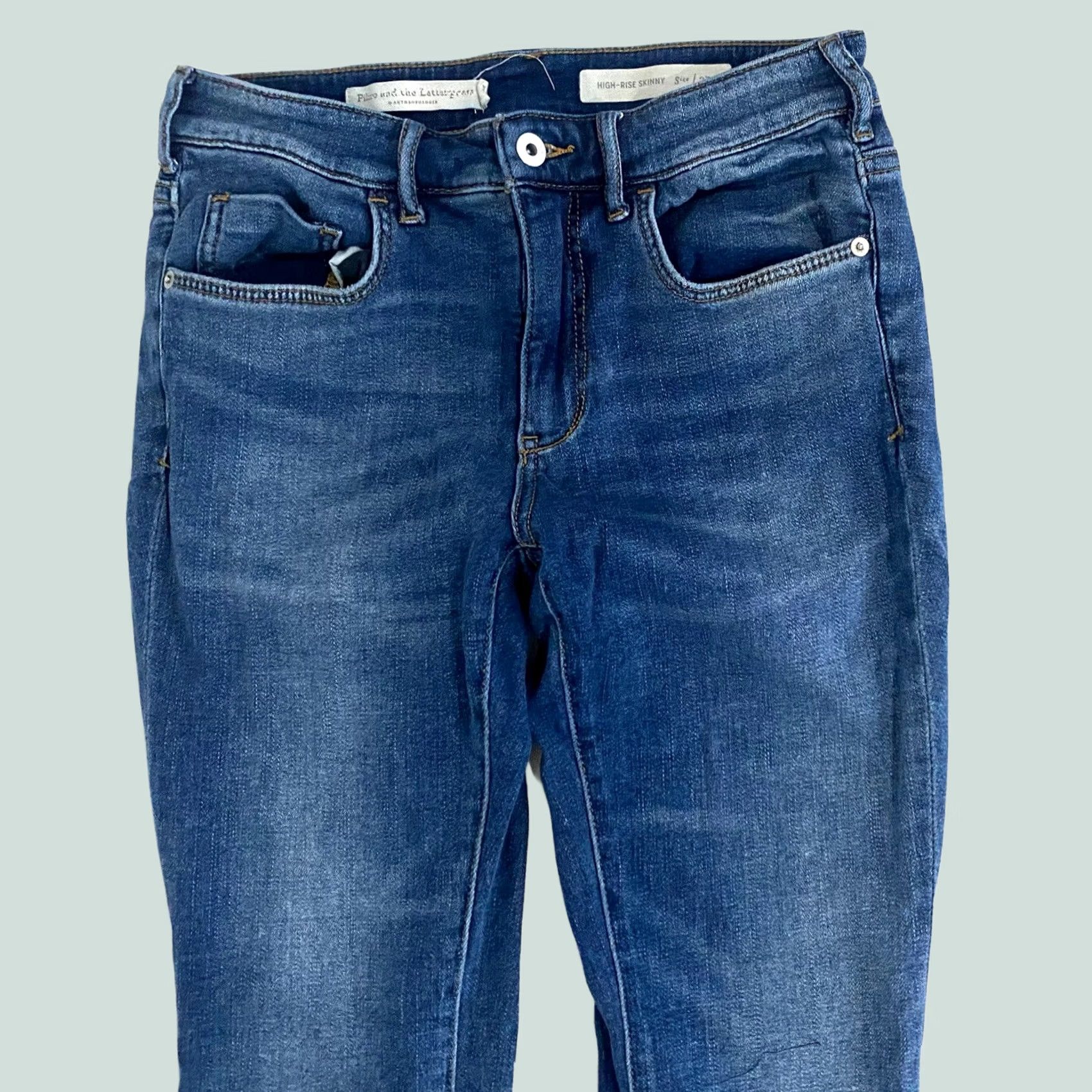 Vintage Pilcro And The Letterpress Jeans High Rise Skinny Frayed Hem 2-Tone Denim 28 Woman Blue Jeans 28 Womens Skinny Denim 90s style? Size 28" / US 6 / IT 42 - 1 Thumbnail