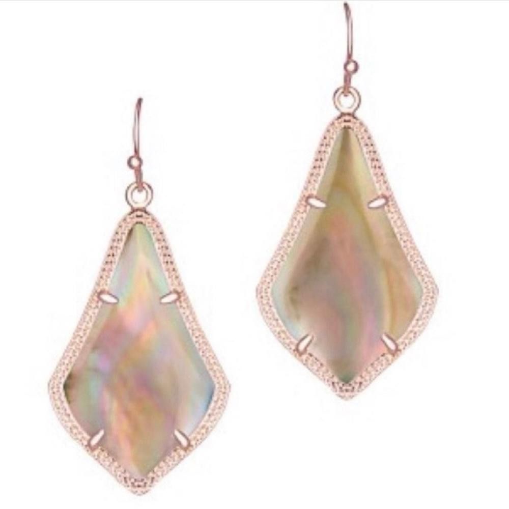 Designer Kendra Scott Alex Brown Mother of Pearl Rose Gold Earrings Size ONE SIZE - 2 Thumbnail