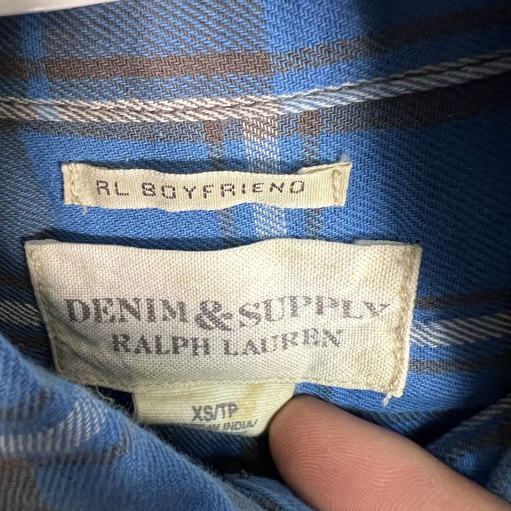 Ralph Lauren VINTAGE Denim & Supply Ralph Lauren Plaid Button-Up Shirt Womens XS Blue Long Sleeve, Collared, Classic Fit Size XS / US 0-2 / IT 36-38 - 6 Thumbnail