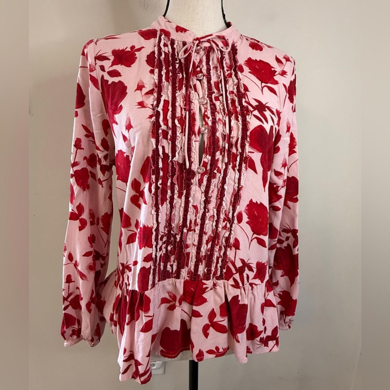 Other Matilda Jane floral pink & red rose boho ruffled top SZ SM Size S / US 4 / IT 40 - 1 Thumbnail