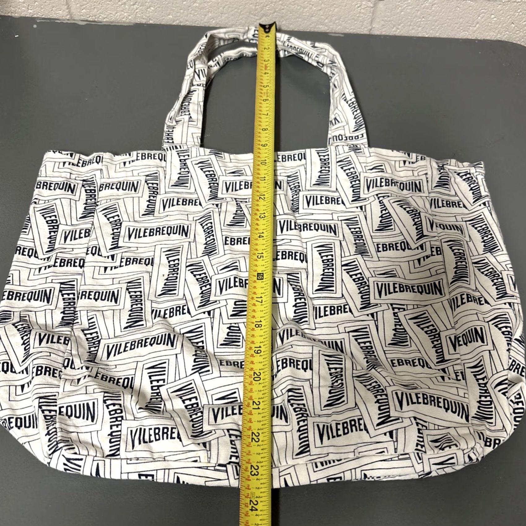 Vintage Villebrequin Tote Bag Logo All Over Print Medium White Black Unisex Adults White Cotton Tote Medium White Black Size ONE SIZE - 6 Thumbnail