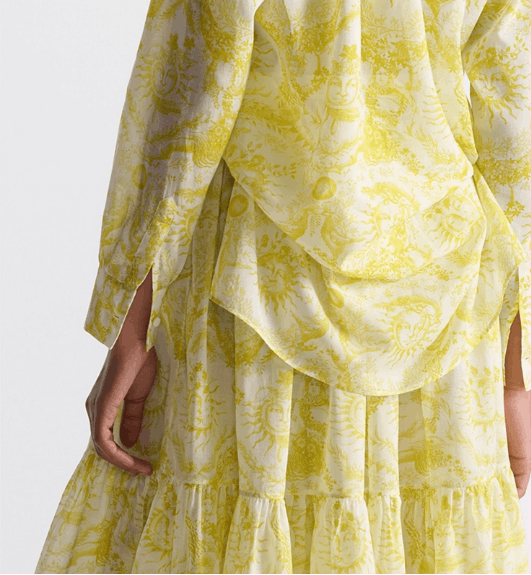Dior o1w1db10925 441J97 Midi Skirt in White/Lemon Yellow Size 30" / US 8 / IT 44 - 7 Thumbnail
