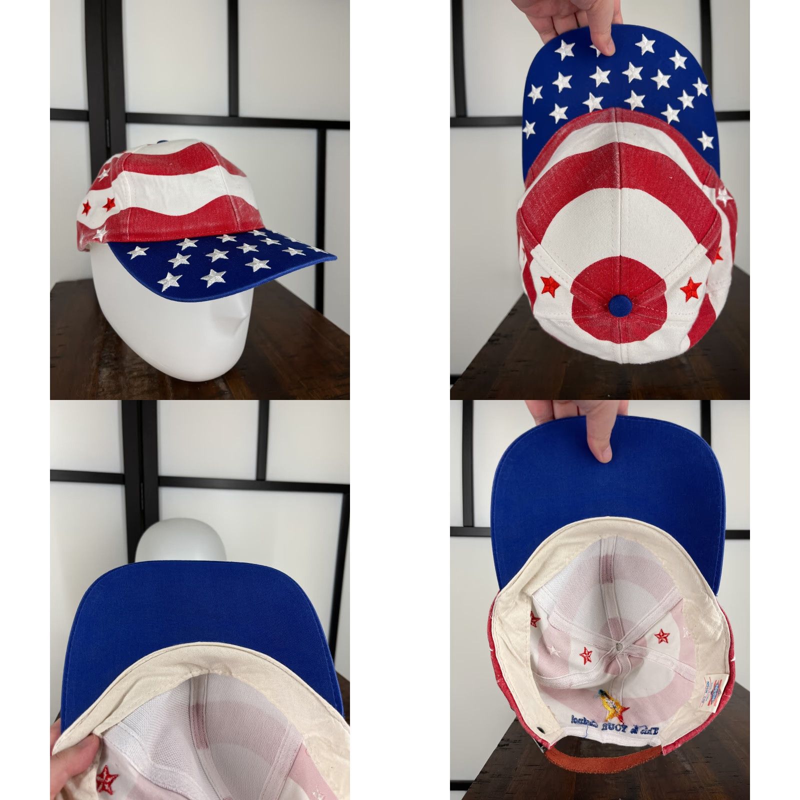 Vintage VINTAGE Nissin Hat Cap Strap Back Adult One Size Blue Red USA Flag 4th July Size ONE SIZE - 8 Thumbnail