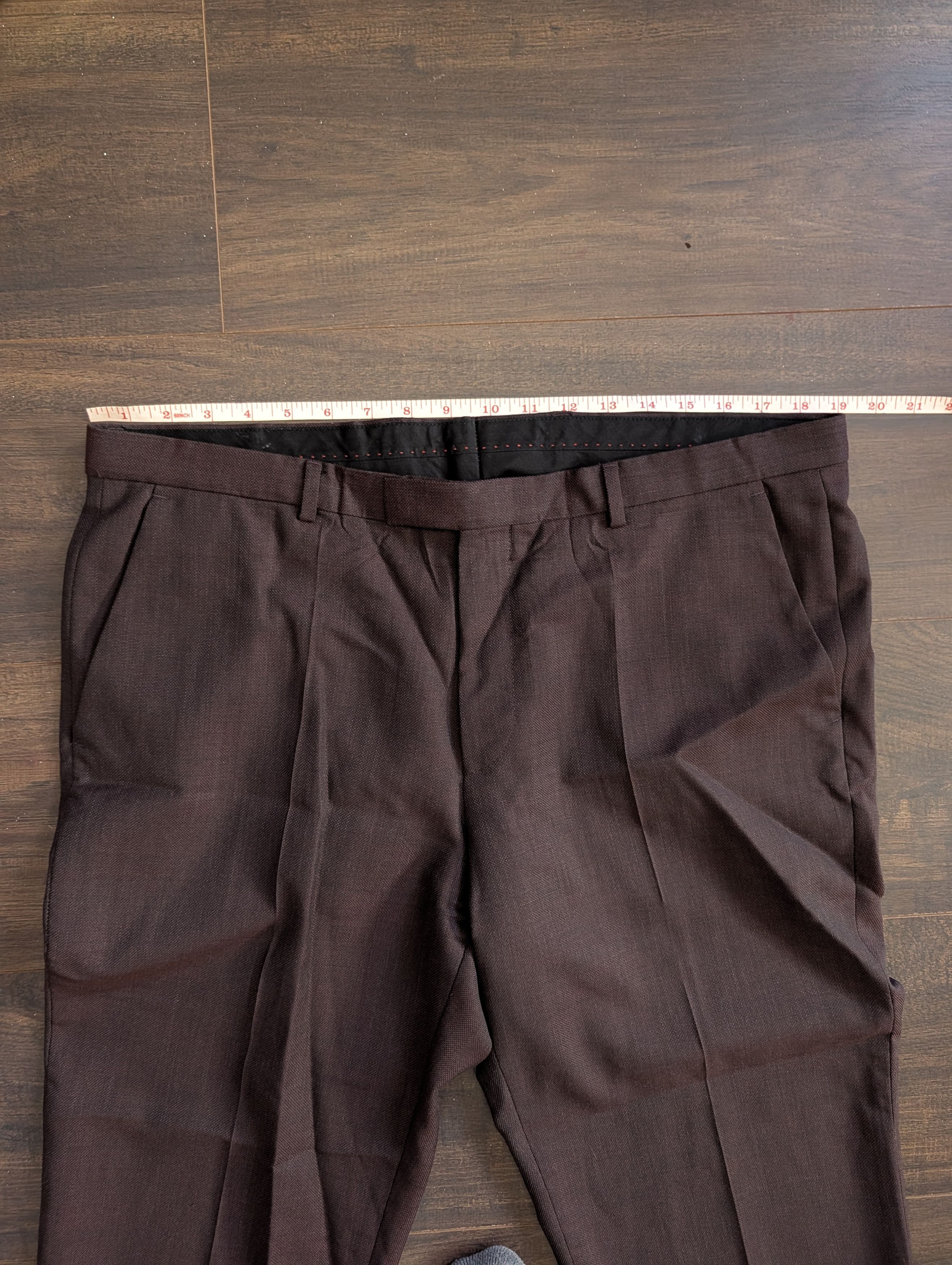 Hugo Boss Red/brown knit virgin wool pleated dress pants trousers Size US 36 / EU 52 - 13 Thumbnail