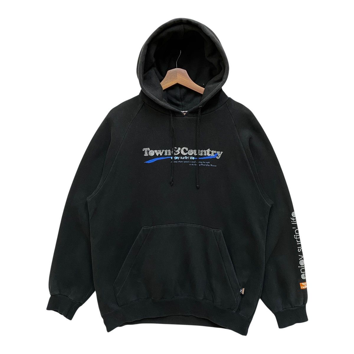 Vintage Vintage Town & Country Surf Hoodie Y2K Surf Style Black M Size US M / EU 48-50 / 2 - 6 Thumbnail