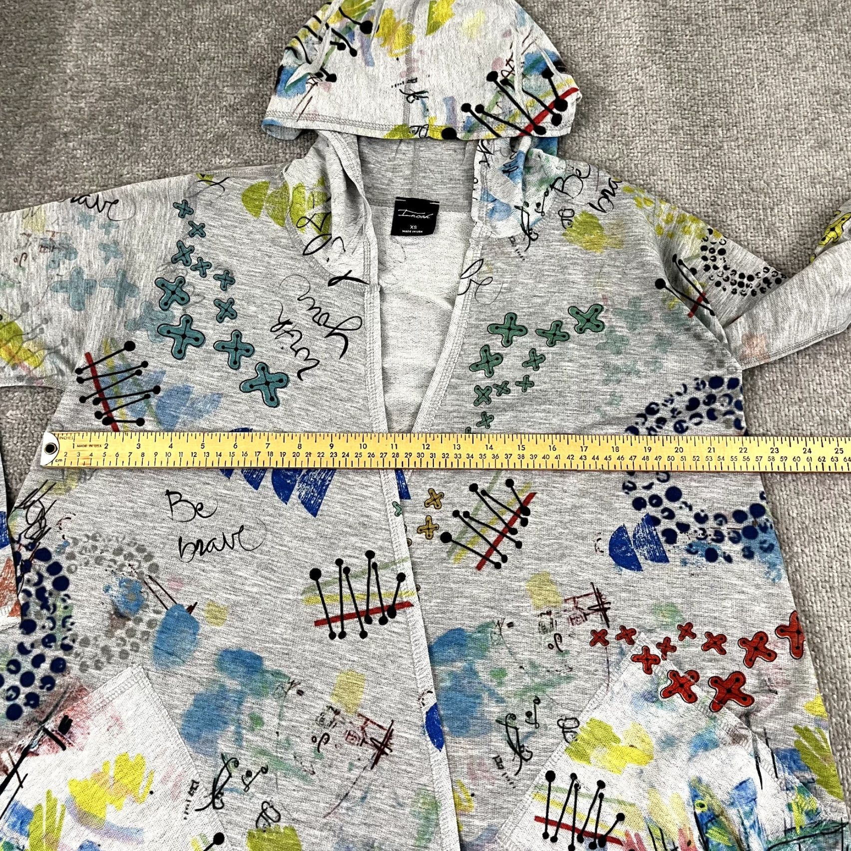 Noah INOAH Jacket Womens XS Gray Cat Marine Art Hooded Open Front Pockets Pullover Size XS / US 0-2 / IT 36-38 - 7 Thumbnail