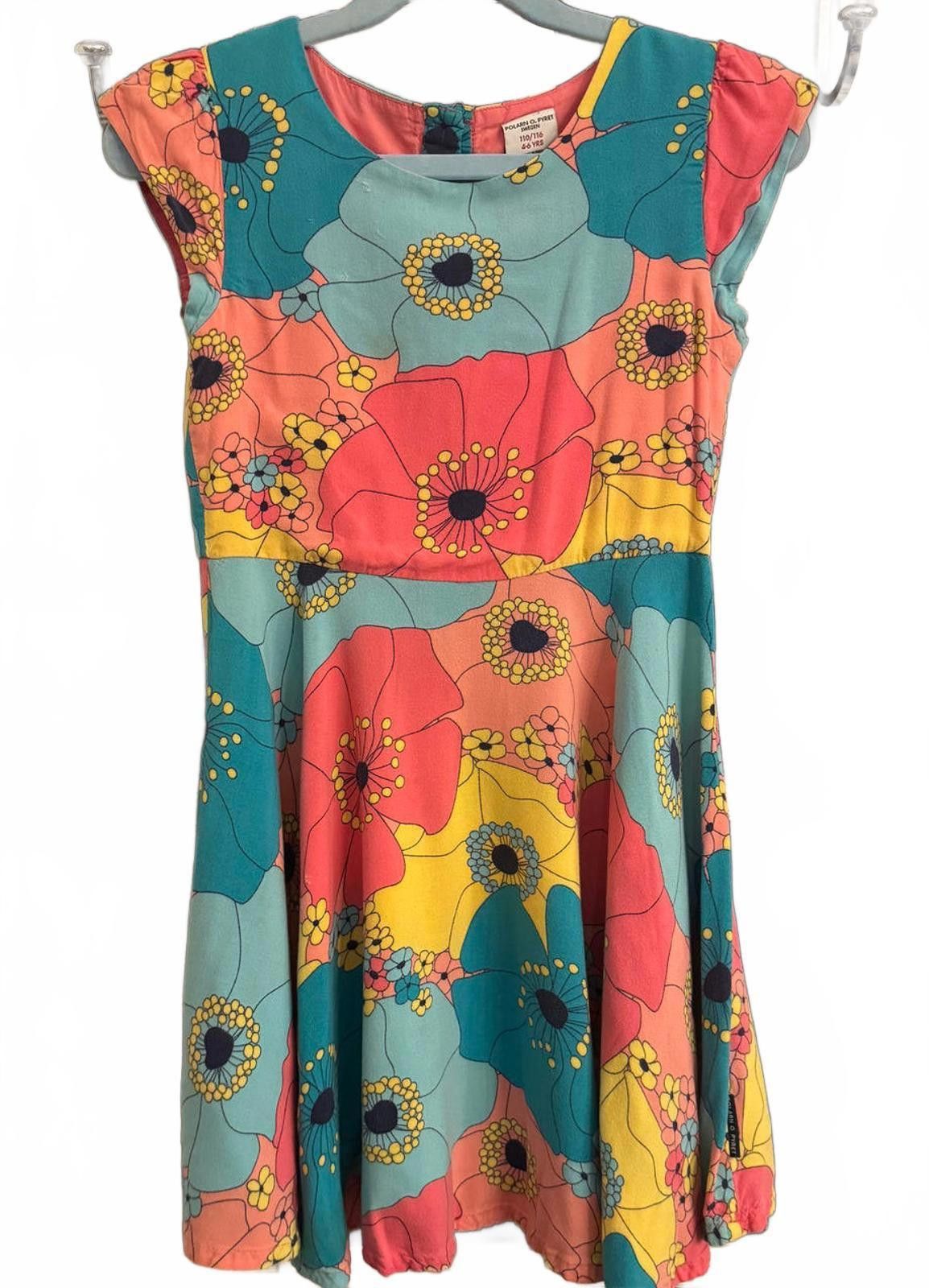 Other Polarn O. Pyret Girls' Floral Dress with Cap Sleeves 4-6 Size ONE SIZE - 1 Thumbnail