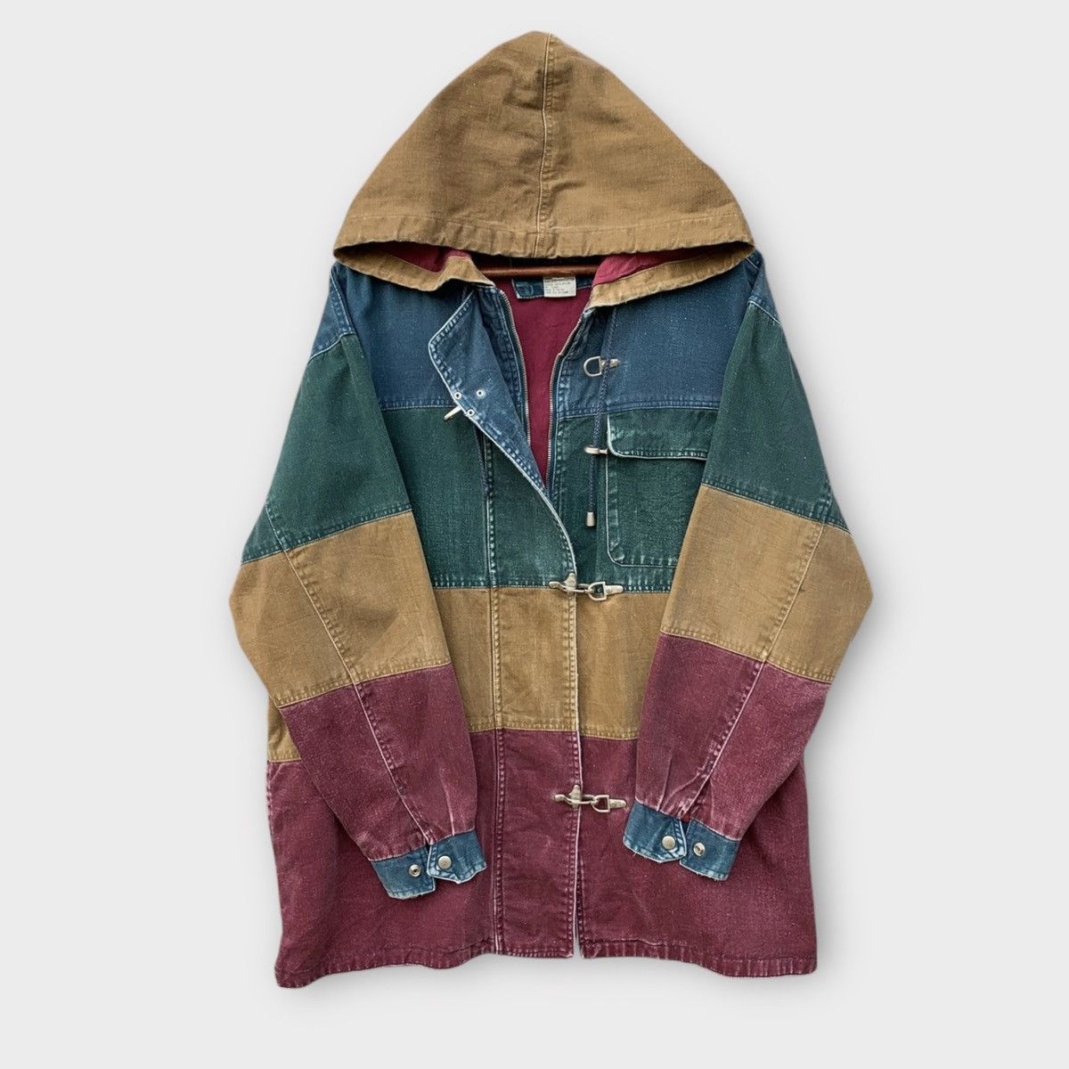 Vintage VINTAGE COLOUR BLOCK CLIMATE ZONE DENIM HOODIE JACKET Size US XL / EU 56 / 4 - 2 Thumbnail