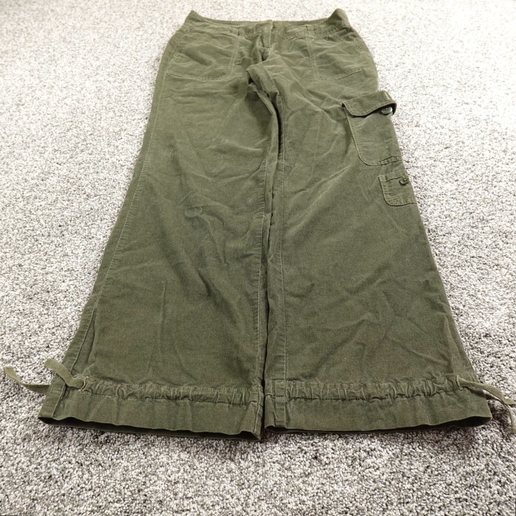 J. Jill J. Jill Pants Women 12 Green Cargo Corduroy High Rise Wide-Leg Baggy Stretch Size 34" / US 12 / IT 48 - 2 Thumbnail