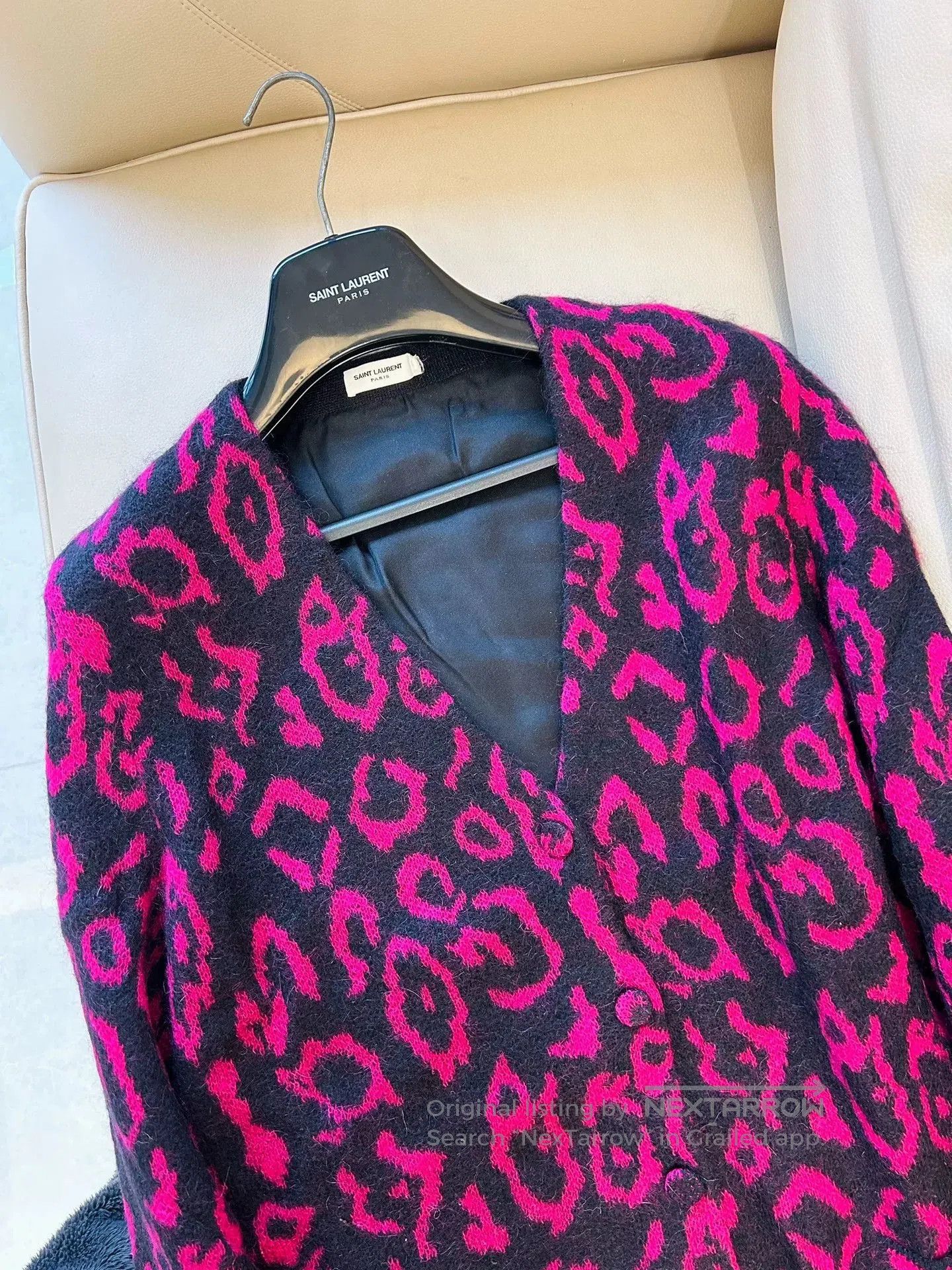 Saint Laurent Paris Saint Laurent Pink Mohair Blend Cardigan. Size M / US 6-8 / IT 42-44 - 2 Thumbnail