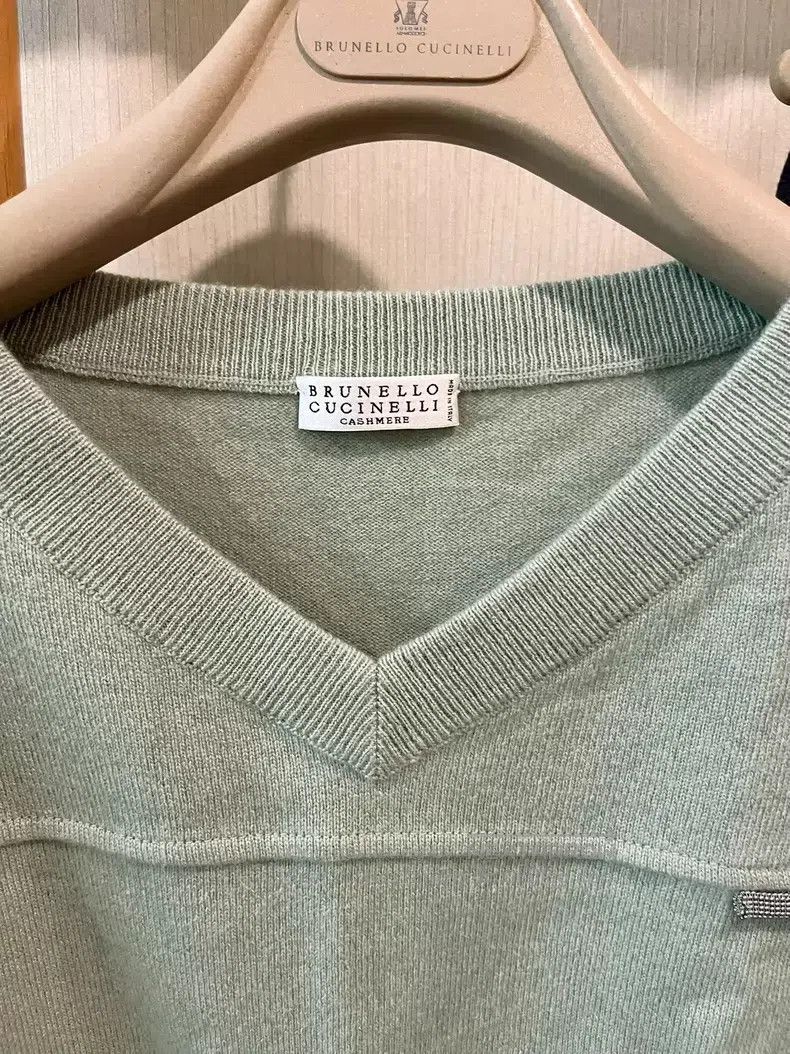Brunello Cucinelli Brunello Cucinelli Avocado Cashmere Studded Short Sleeve Size XS / US 0-2 / IT 36-38 - 5 Thumbnail