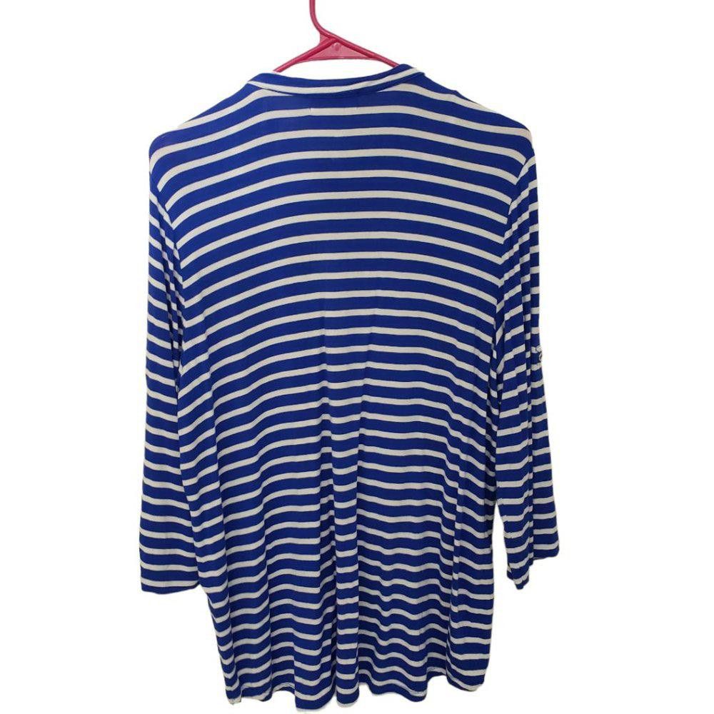 Calvin Klein CT217 Ladies Calvin Klein Zip Front Blue & White Blouse L Size L / US 10 / IT 46 - 5 Thumbnail