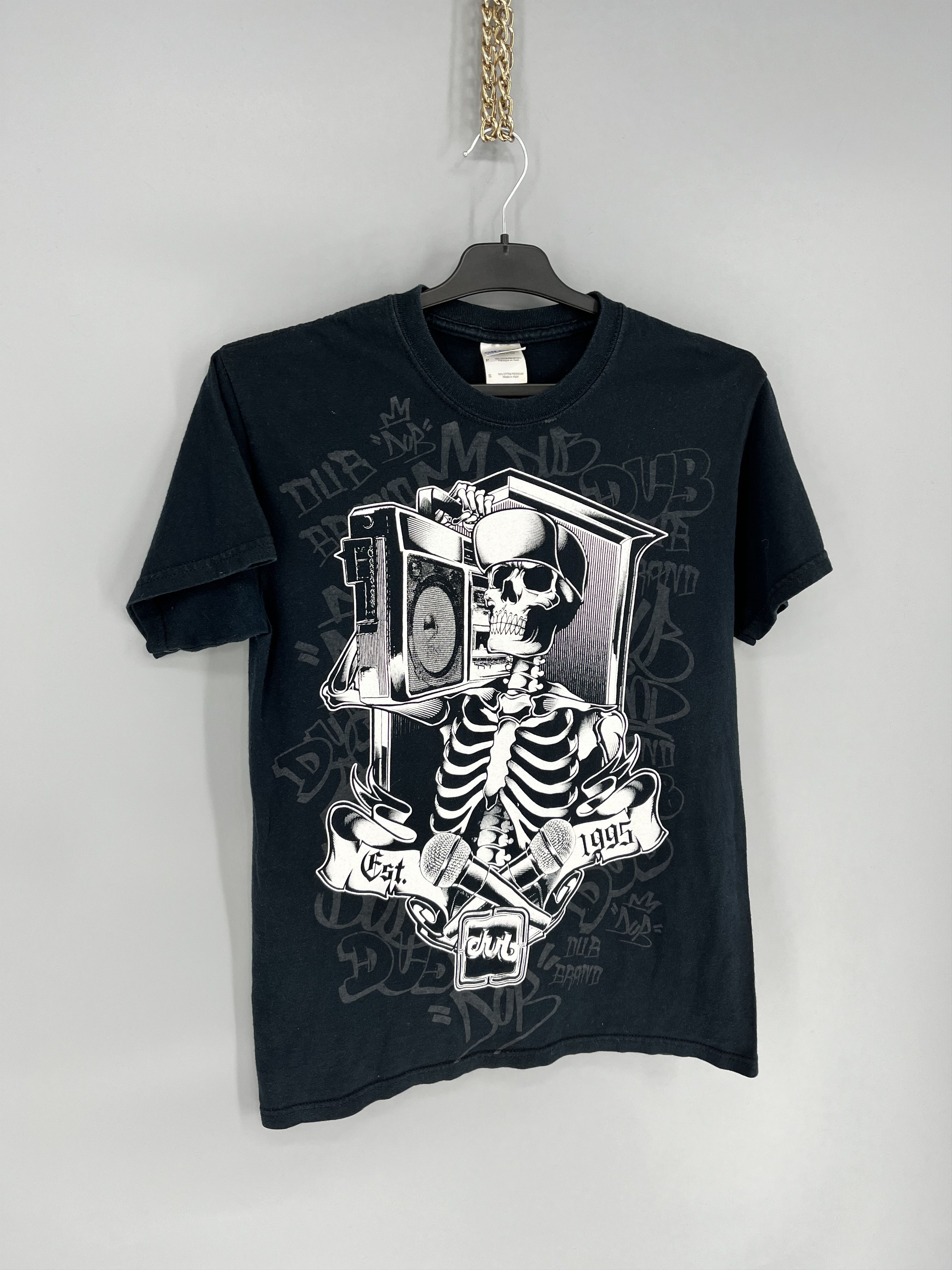 Japanese Brand × Vintage Gildan T-shirt With Skull Dub Reggae Hip-Hop Streetwear Styl Size US S / EU 44-46 / 1 - 2 Thumbnail