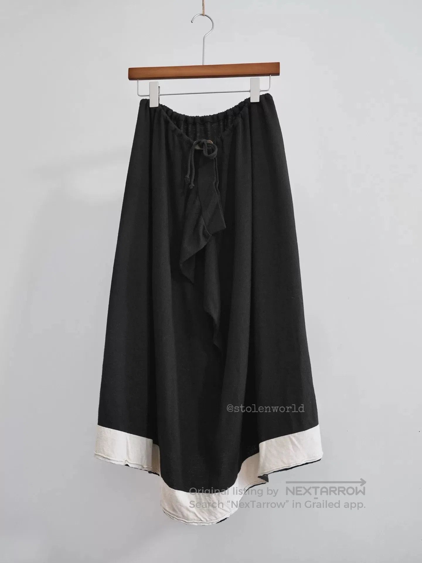 Y's black knitted wool skirt with drawstring. Size 23" - 1 Thumbnail