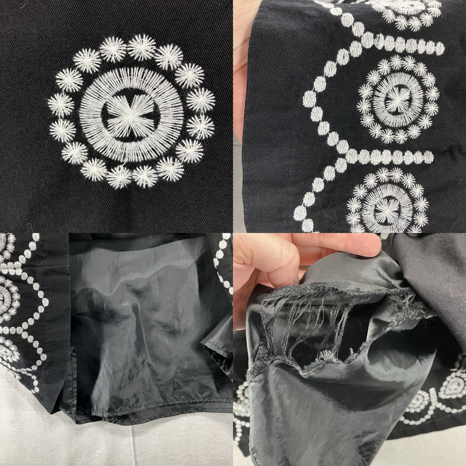 Vintage VINTAGE Sweet Salt Skirt A-Line Womens XL Black White Floral Embroidered Knee Length Lined Zipper Cotton Polyester Casual 90s Bohemian Gothic Rock Size 40" / US 18 - 8 Thumbnail