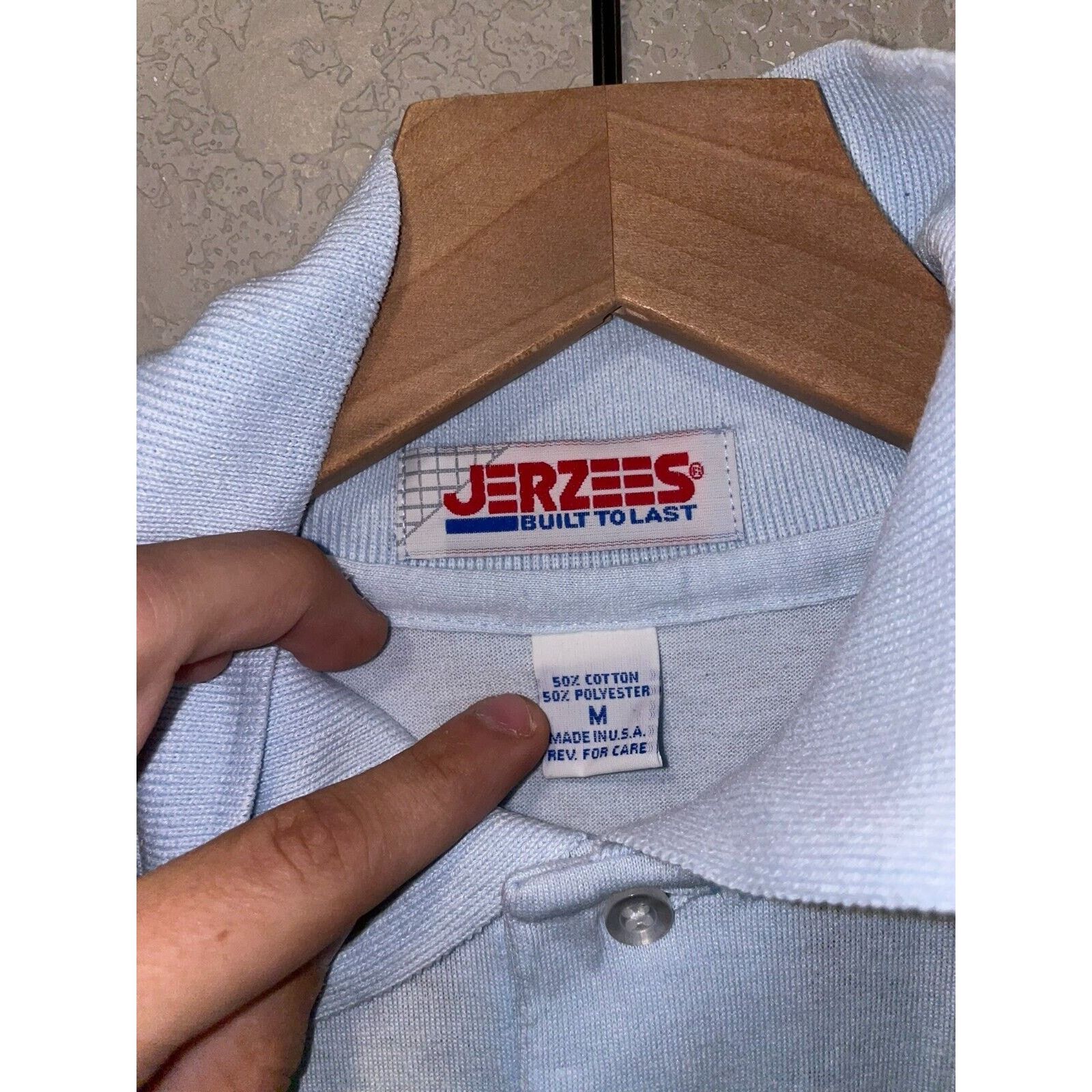 Jerzees Vintage Pine Creek Polo Shirt Montana Blue Test Print 90s M Size US M / EU 48-50 / 2 - 2 Thumbnail