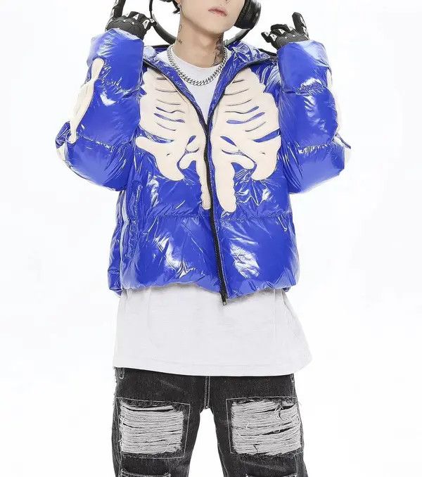 VIBE Skeleton Puffer Jacket Gothic Rock Punk Size US XL / EU 56 / 4 - 2 Thumbnail