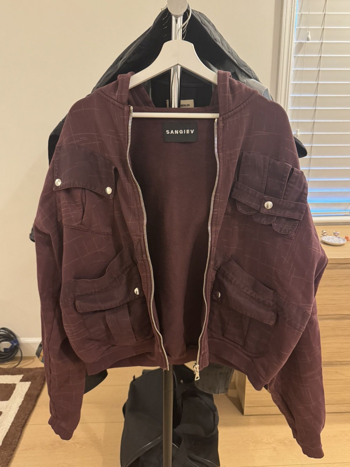 Sangiev Sangiev Hooded Zip Up Scratched Sweatshirt Size US M / EU 48-50 / 2 - 1 Thumbnail