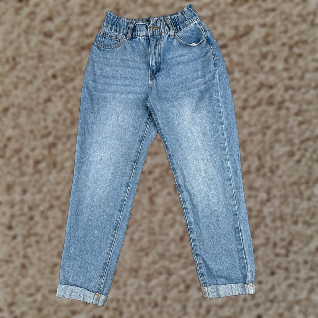 Shein SheIn Jeans Womens Small Petite Denim Straight 5-Pocket Elastic Waist Mid Rise Denim Jeans Blue Size 28" / US 6 / IT 42 - 1 Thumbnail