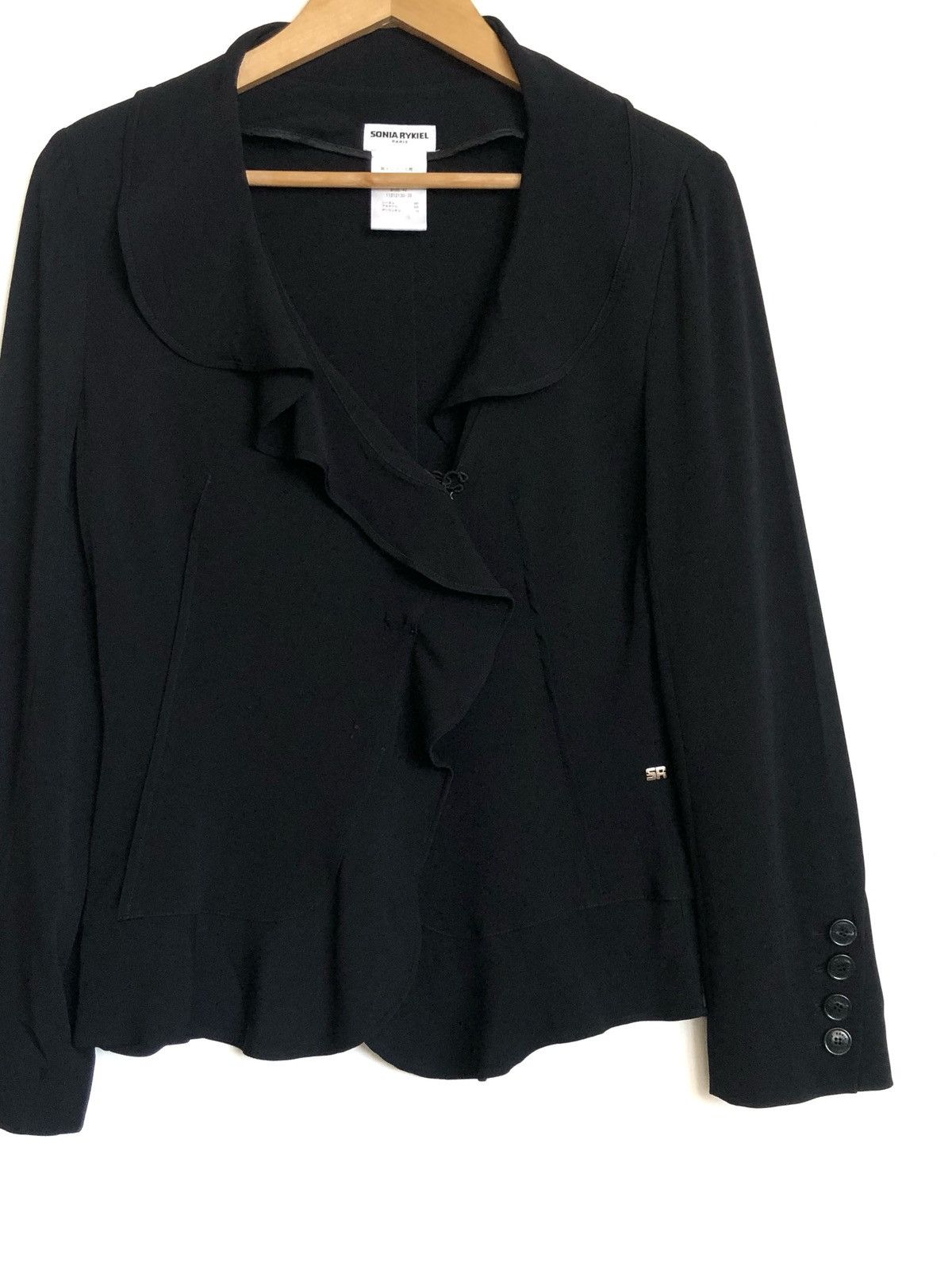Sonia Rykiel HOOK BREASTED RAYON BLEND RUFFLE JACKET Size S / US 4 / IT 40 - 3 Thumbnail