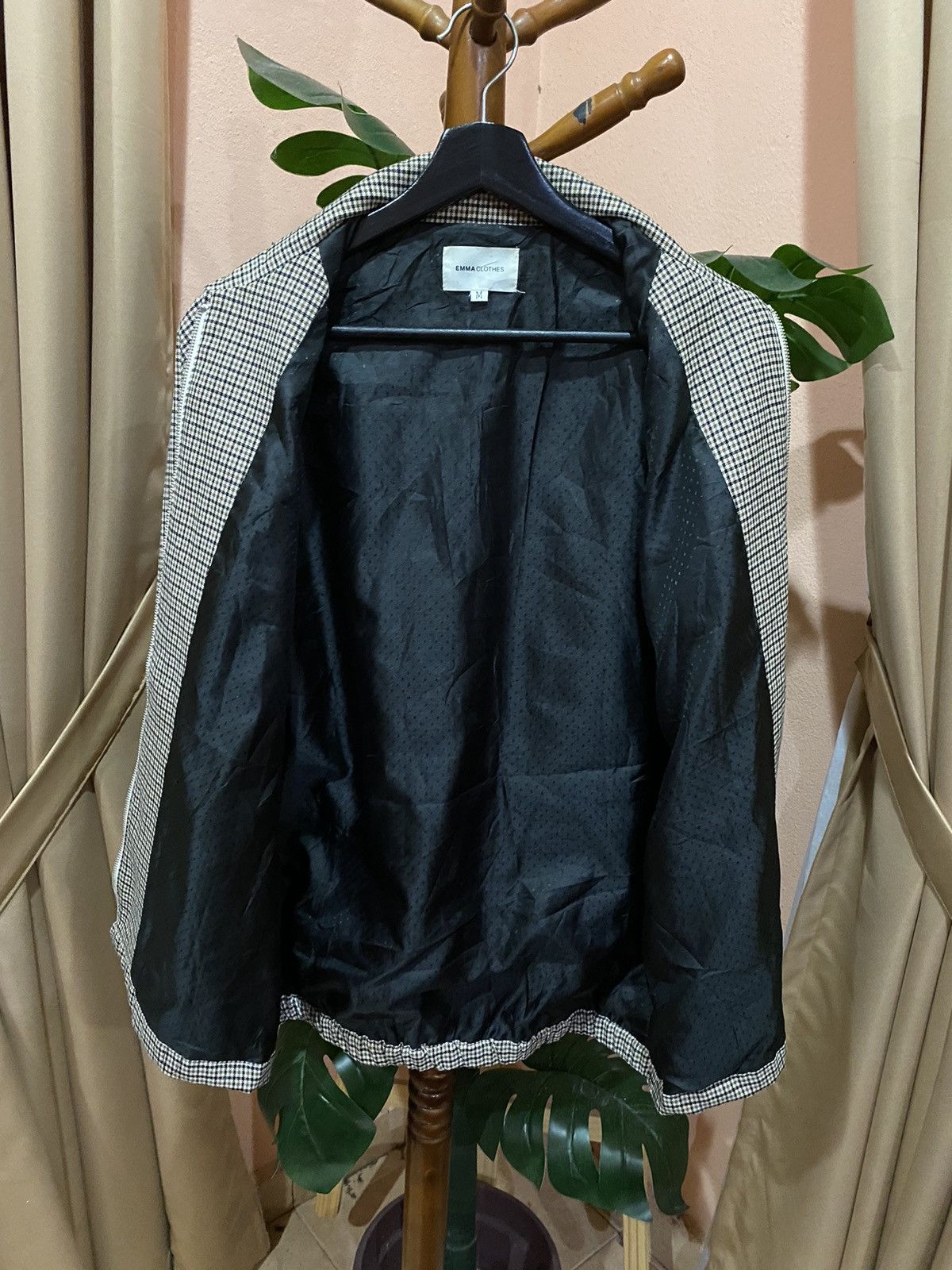 Japanese Brand Emma Clothes Plaid Jacket - Beige Checkered Zip-Up - Unisex Size US M / EU 48-50 / 2 - 9 Thumbnail
