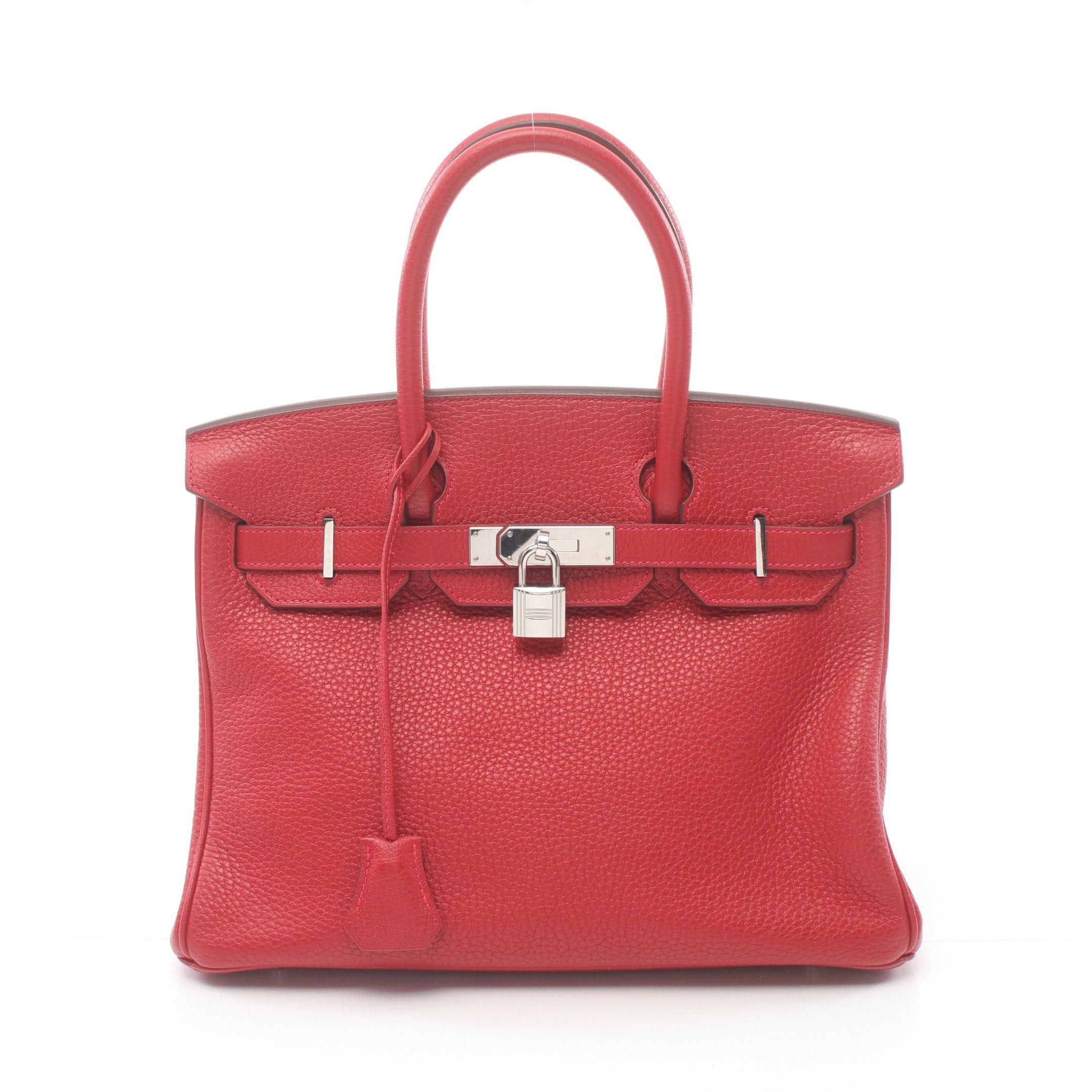 Hermes Hermes Birkin 30 Vermilion Handbag Clemence Leather Red Silver Hardware T Stamp Size ONE SIZE - 1 Thumbnail