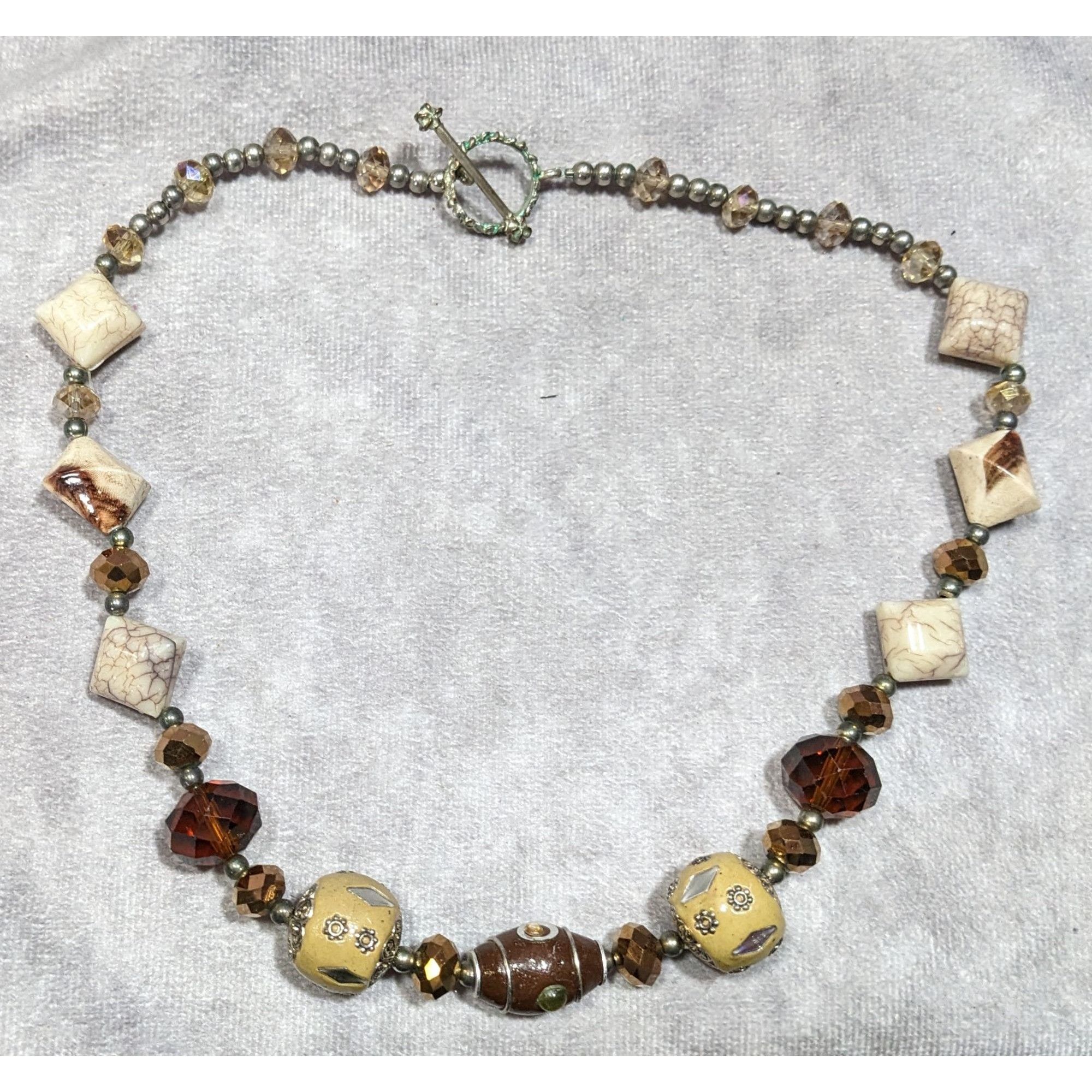 Other Vintage Earth Tone Bohemian Mixed Media Beaded Necklace Size ONE SIZE - 4 Thumbnail
