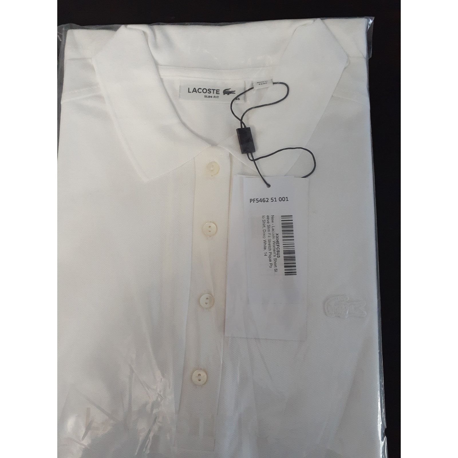Lacoste Lacoste WomensL.12.D Slim Fit Stretch Mini Polo White 14 Size XL / US 12-14 / IT 48-50 - 2 Thumbnail