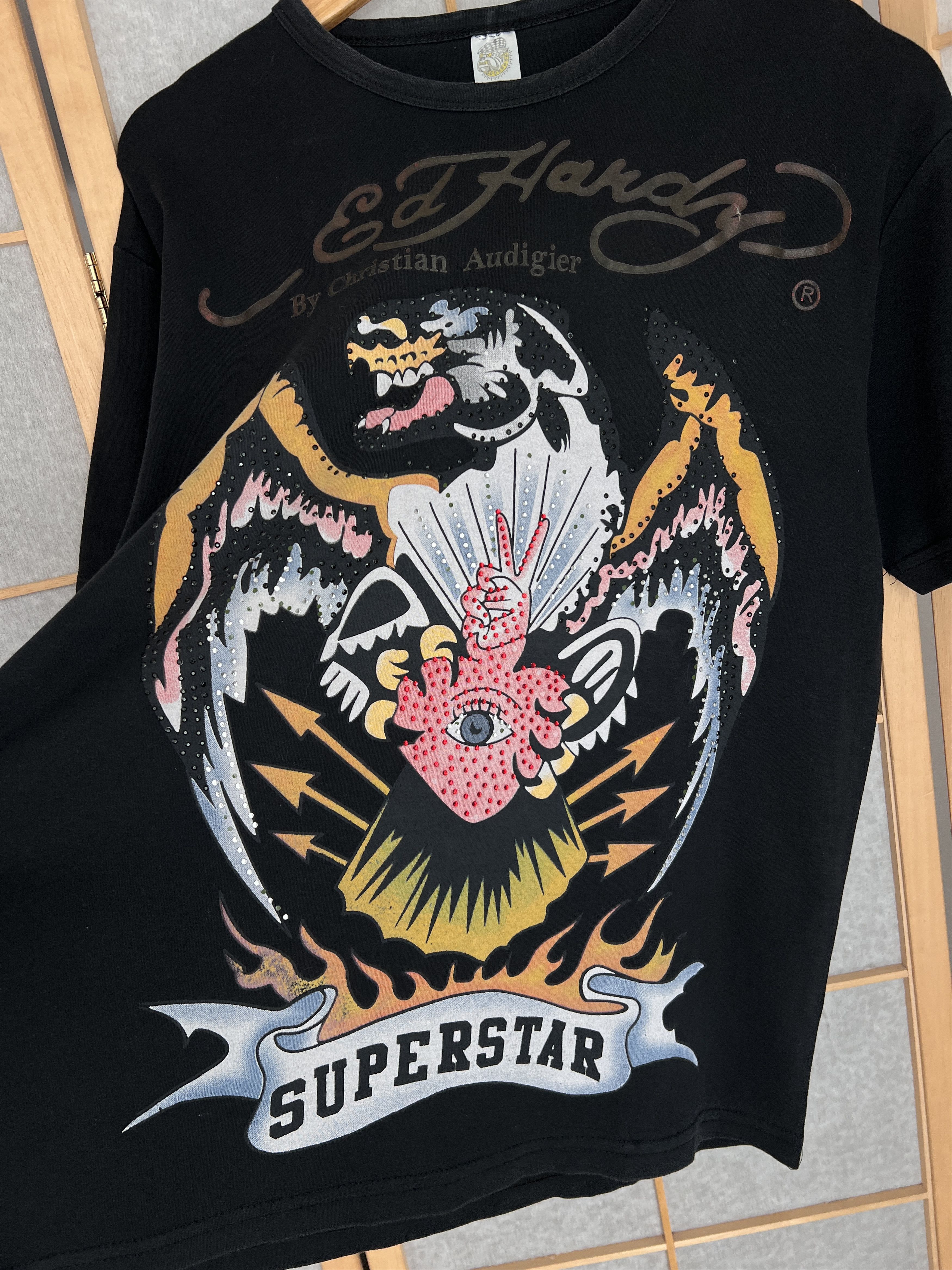 Ed Hardy Ed Hardy Superstar Rhinestones vintage printed t shirt tee Size US XL / EU 56 / 4 - 4 Thumbnail
