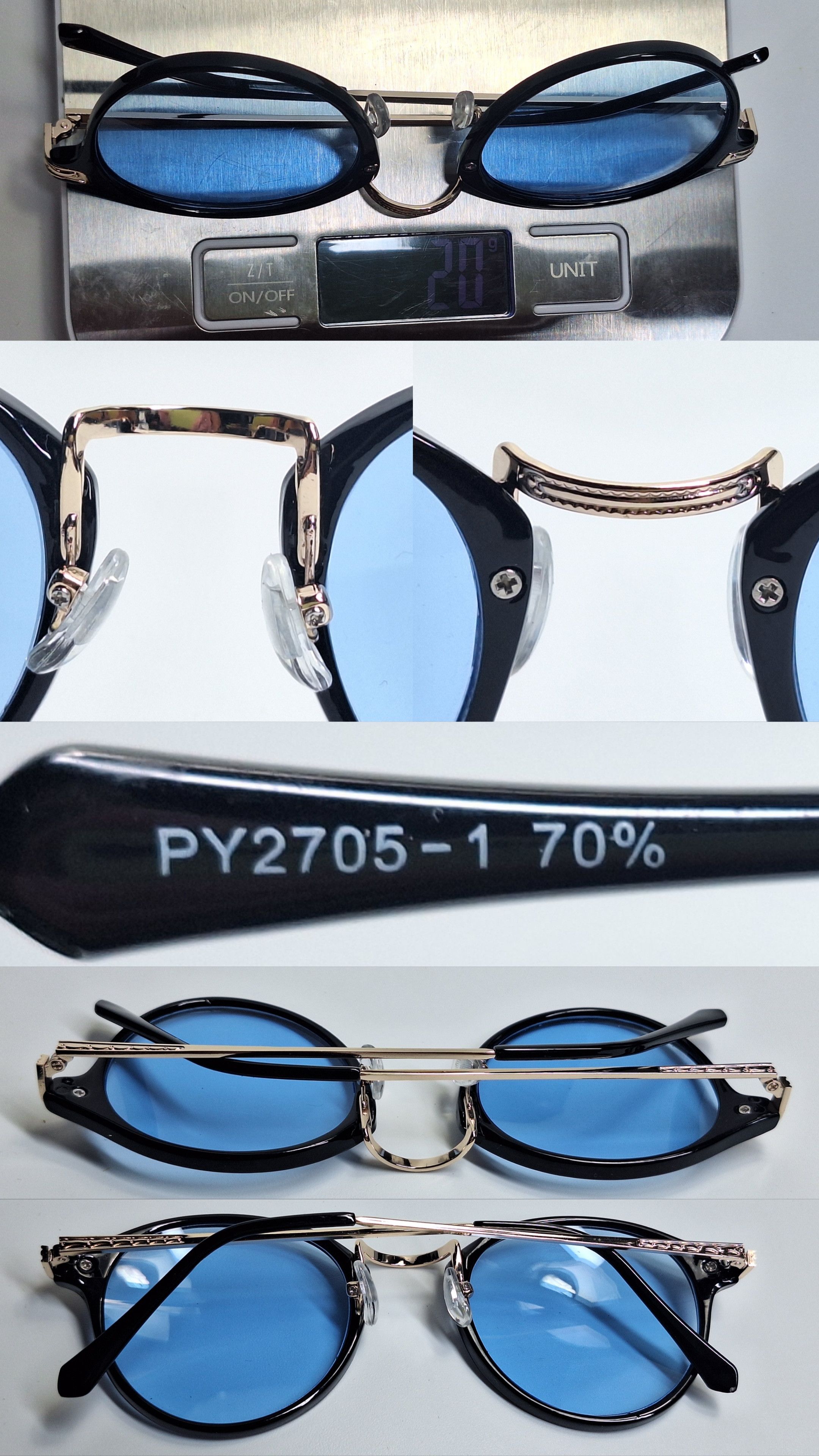 Uniqlo [VINTAGE] Boston Combination Blue Tint Sunglasses - PY2705-1 Size ONE SIZE - 7 Thumbnail