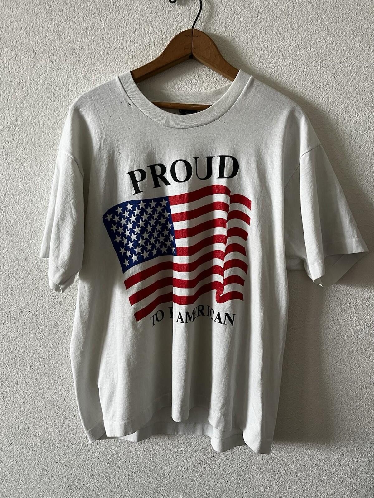 American Eagle Outfitters VTG Proud To Be American Flag Graphic Tee White XL Size US XL / EU 56 / 4 - 1 Thumbnail