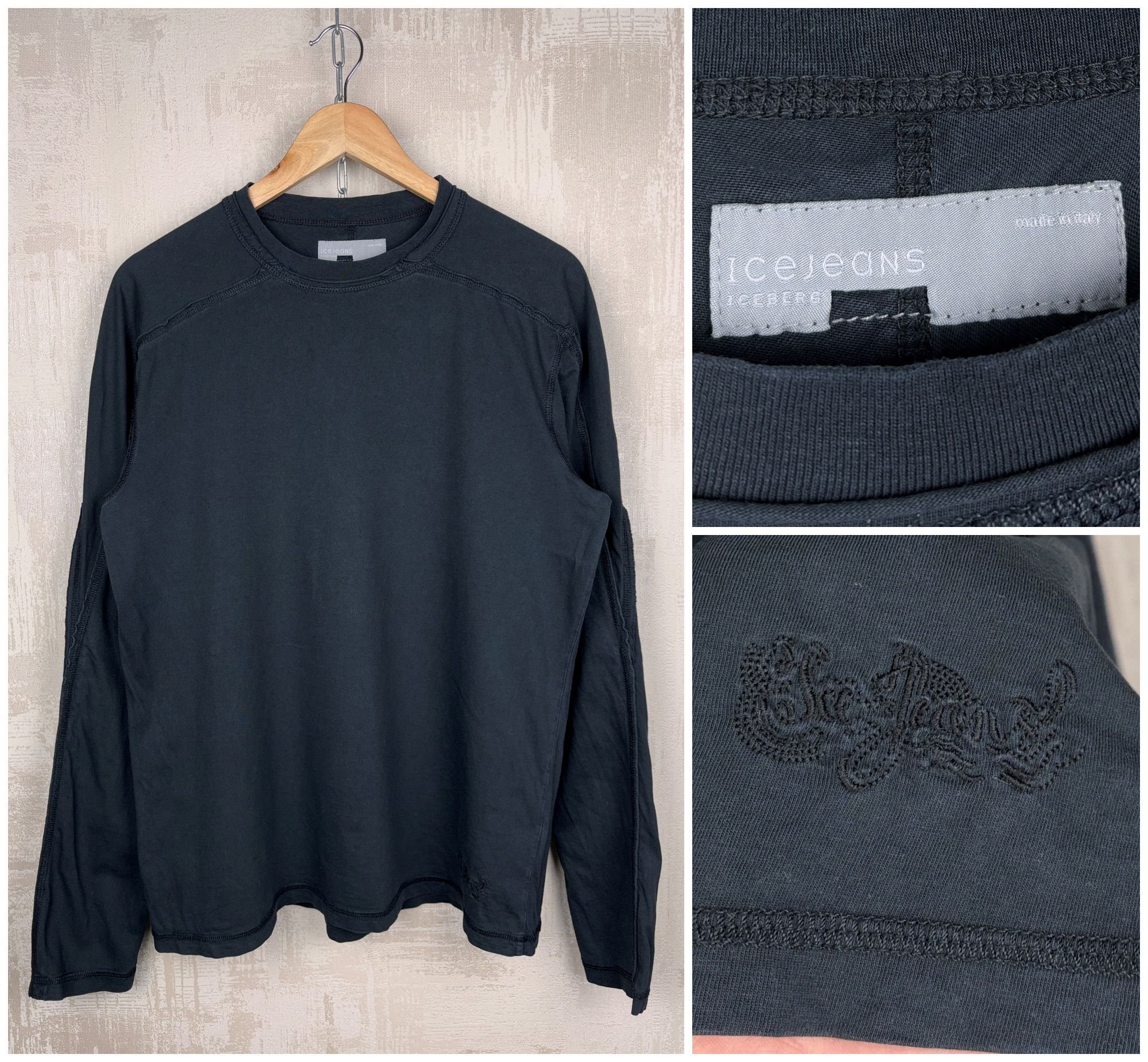 Iceberg × Vintage Iceberg Ice Jeans Vintage Long Sleeve T-shirt Raw Edge Faded Size US L / EU 52-54 / 3 - 1 Thumbnail