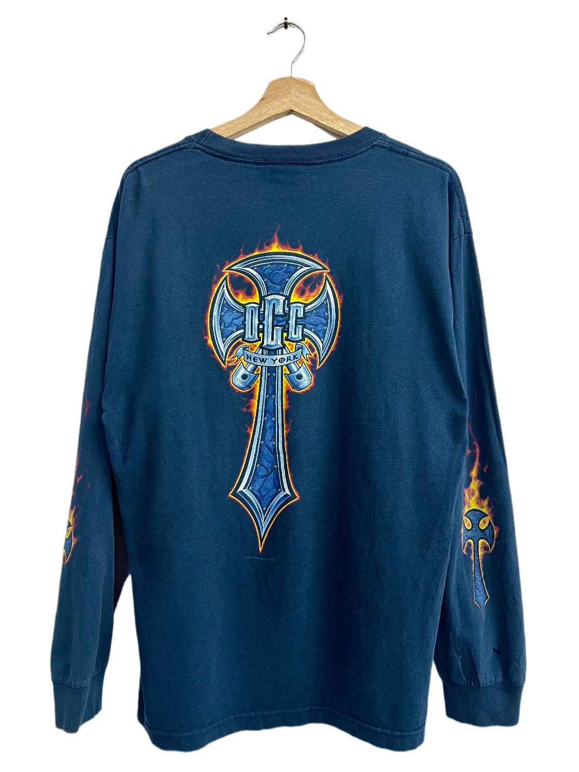 Harley Davidson × Vintage Vintage Y2K Orange County Choppers Cross Flame Longsleeve Size US L / EU 52-54 / 3 - 2 Thumbnail