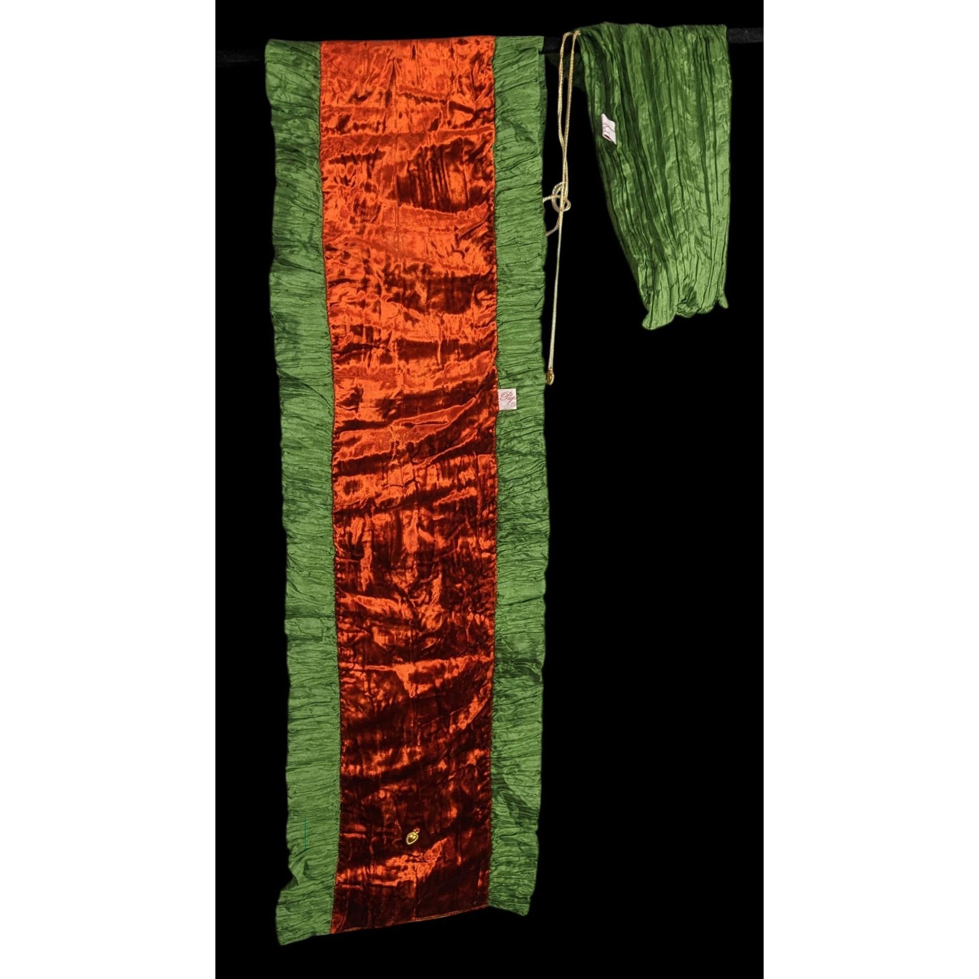Other Papagena Paris Vintage Orange & Green Velvet Scarf W/Gold He Size ONE SIZE - 3 Thumbnail