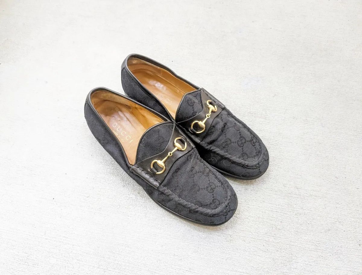 Gucci Gucci Horsebit Loafers Black 8.5 Canvas Monogram Leather Fur Size US 8.5 / IT 38.5 - 1 Thumbnail