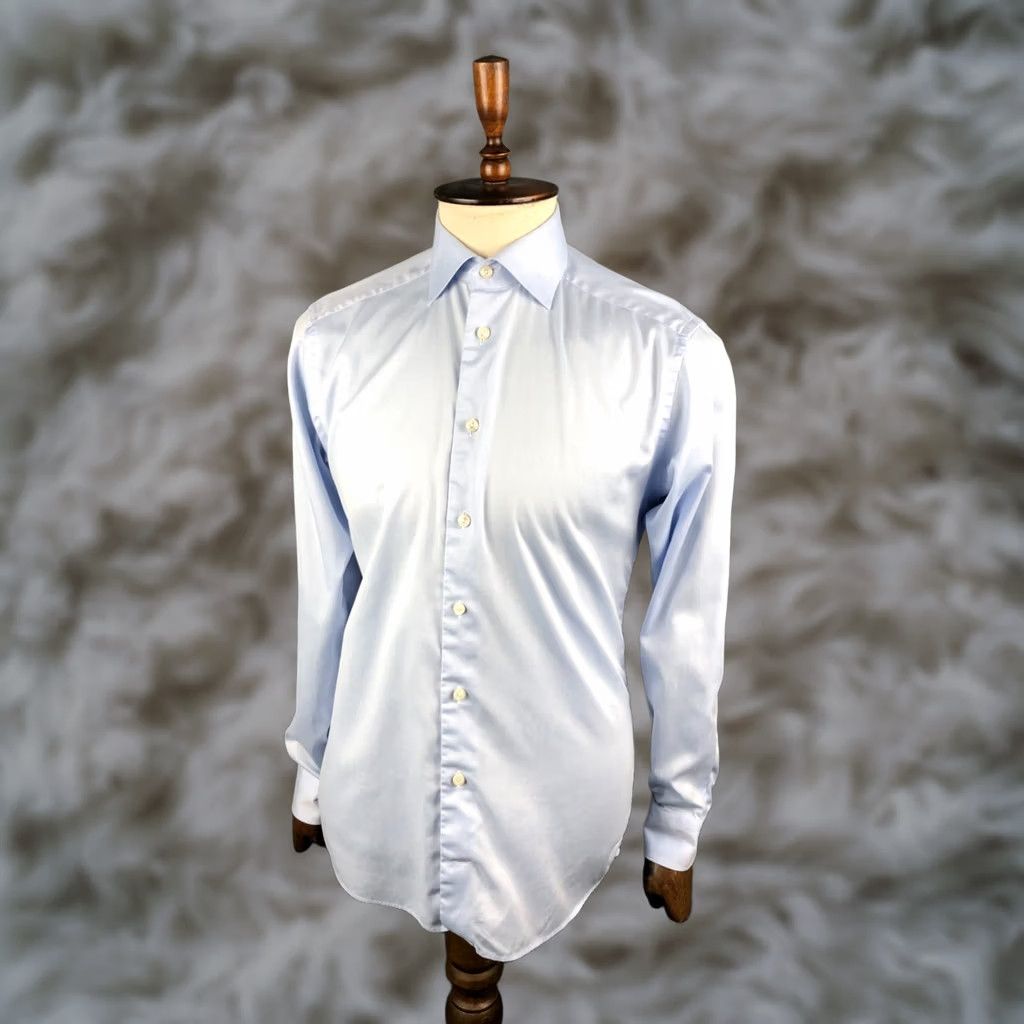 Eton ETON Men's Shirt 39 Blue Cotton Long Sleeve Slim Fit Button-Up Casual Shirt Size US L / EU 52-54 / 3 - 1 Thumbnail