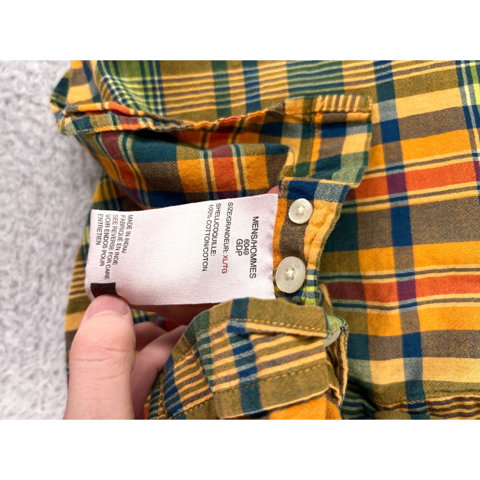 Vintage Woolrich Shirt Mens XL Yellow Plaid Button-Up 100% Cotton Pocket Casual Travel Workwear Mens Size US XL / EU 56 / 4 - 4 Thumbnail
