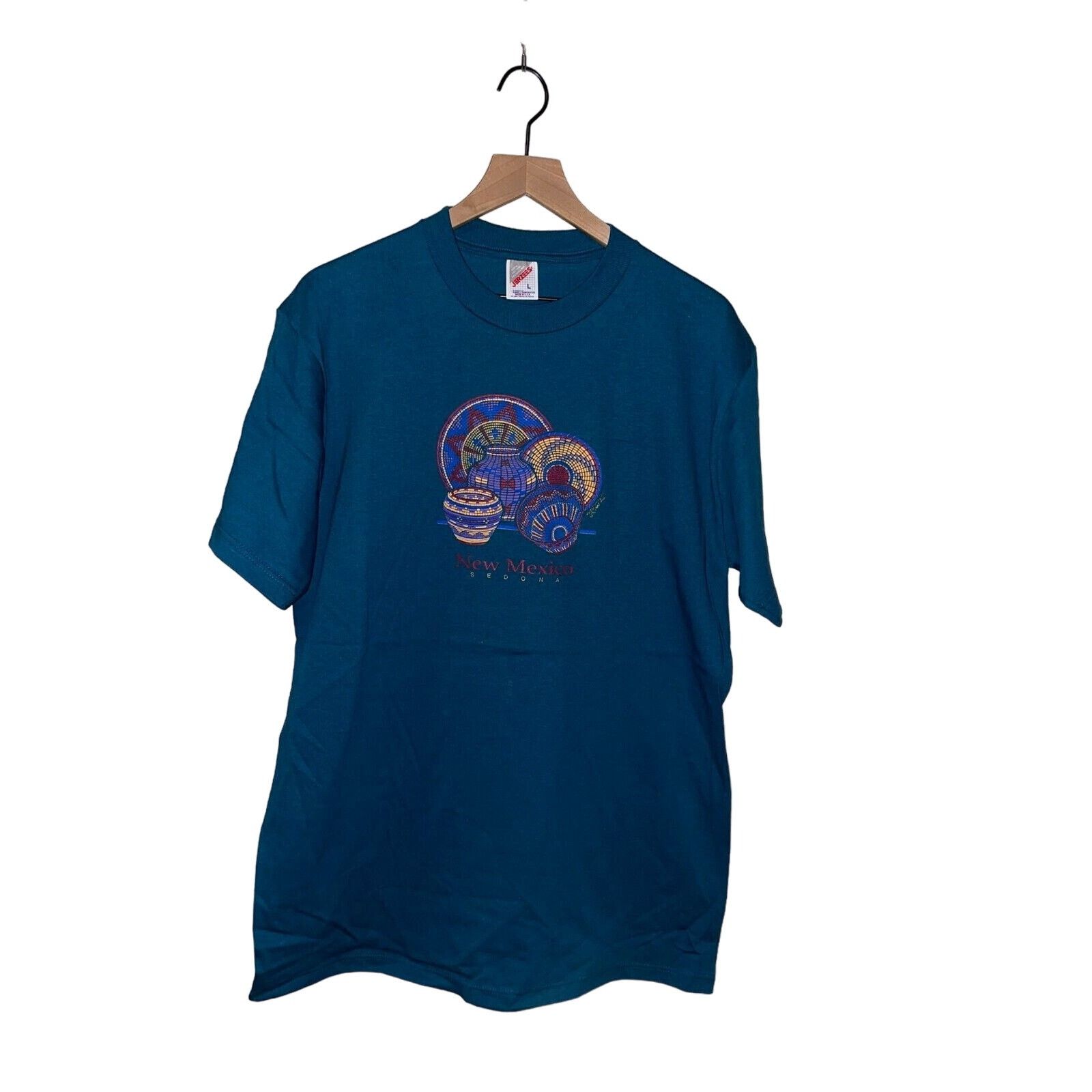 Jerzees Vintage New Mexico Shirt Sedona Art Green Tee VTG 90s Large Size US L / EU 52-54 / 3 - 1 Thumbnail