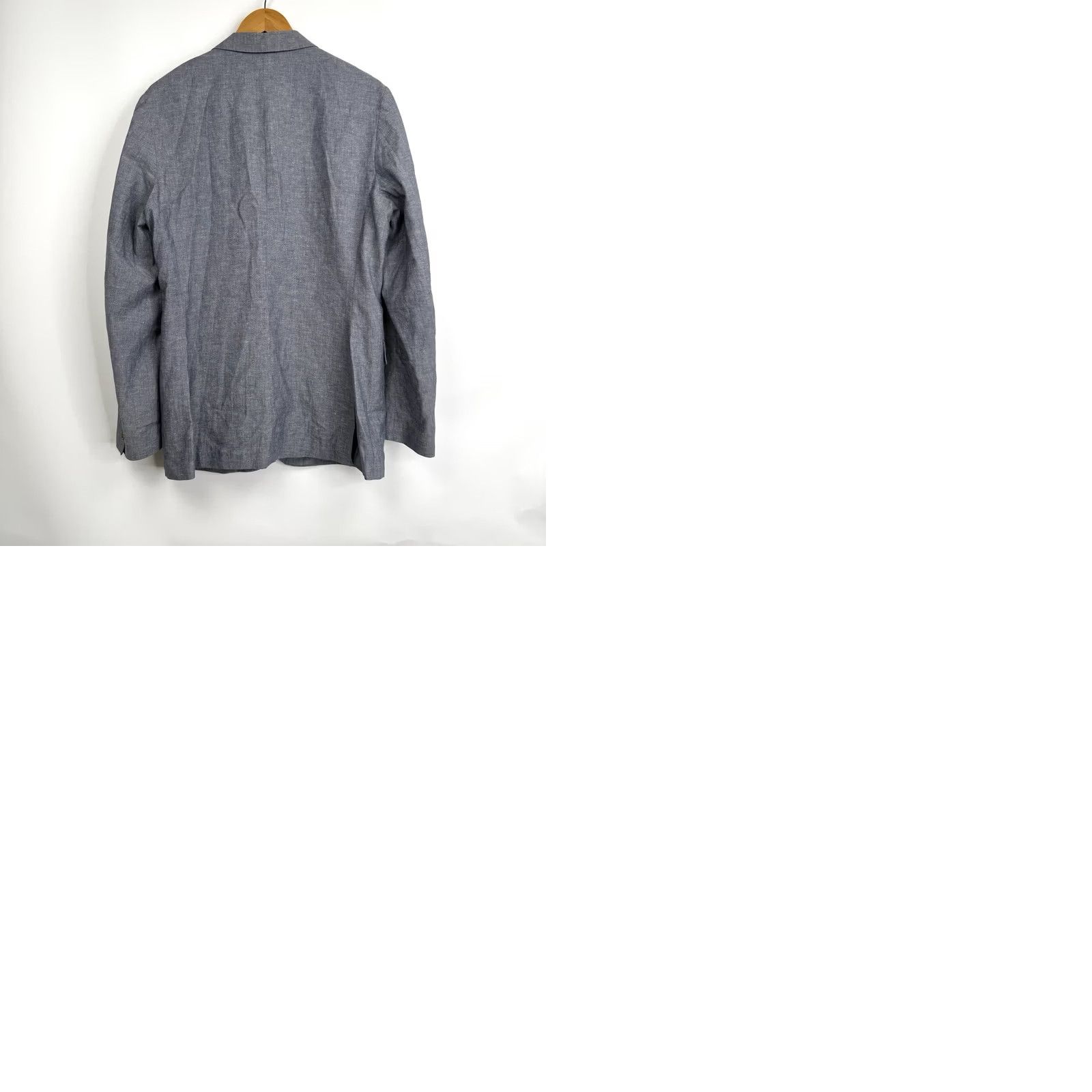 J.Crew J.CREW Blazer Mens 40L Blue Linen Cotton Slim Fit Single-Breasted Notch Lapel 2-Button Long Woolless Tweed Jacket Front Flat Front Chest 40 in Size 40R - 10 Thumbnail