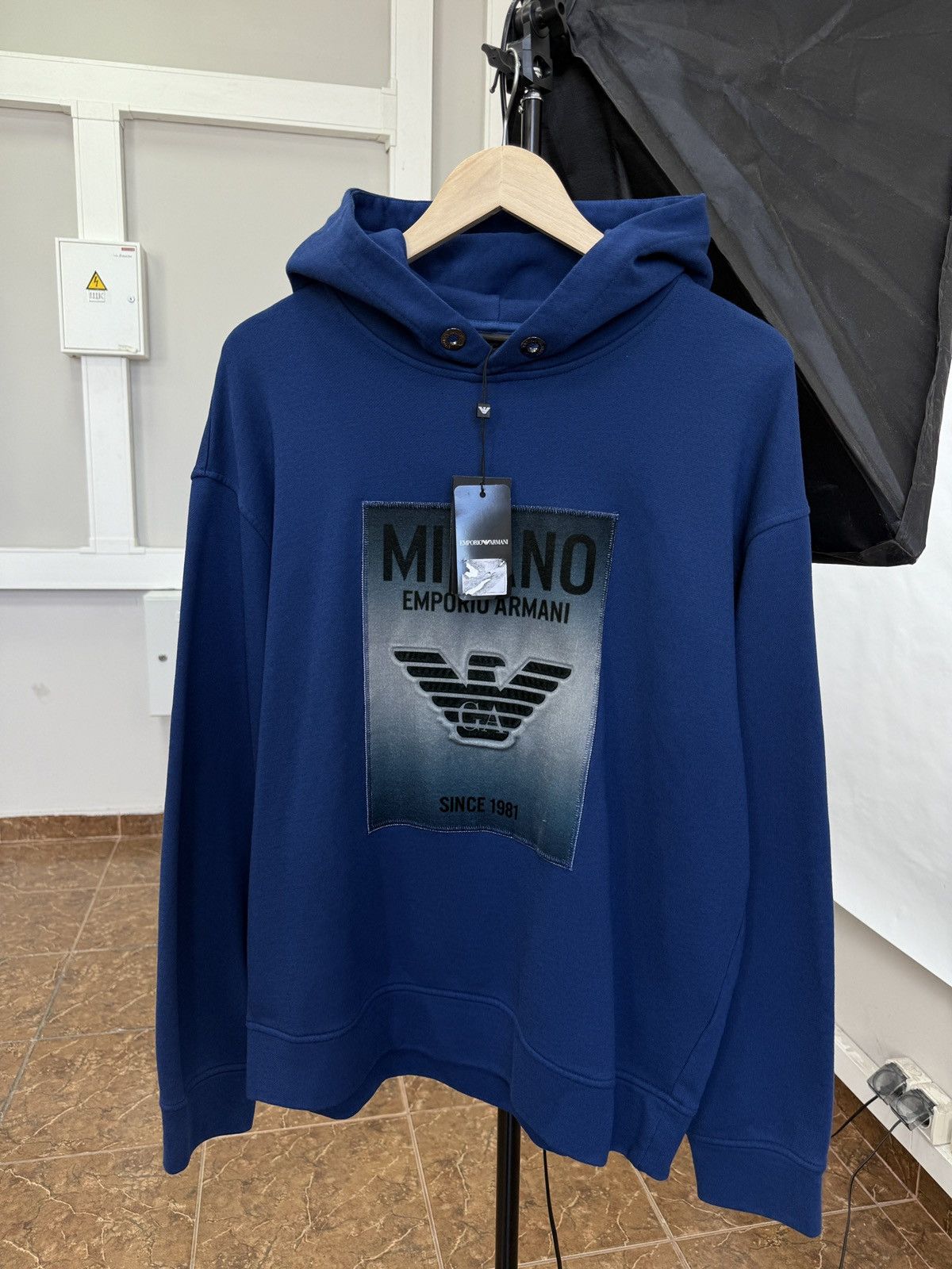 Emporio Armani 🇮🇹❗️New Emporio Armani Milano Luxury Hoodie Blue Size US L / EU 52-54 / 3 - 1 Thumbnail