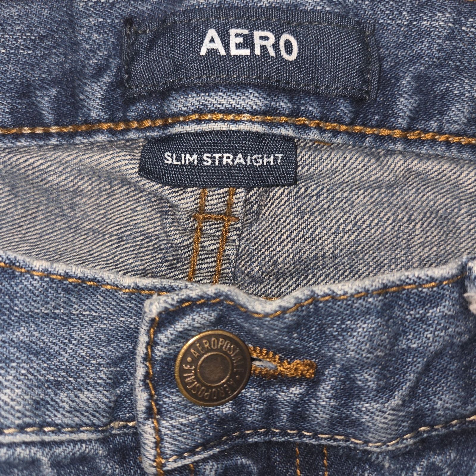 Aeropostale Aero Men's Blue Slim Straight Jeans - Waist 30 x Inseam 30 Size US 30 / EU 46 - 3 Thumbnail