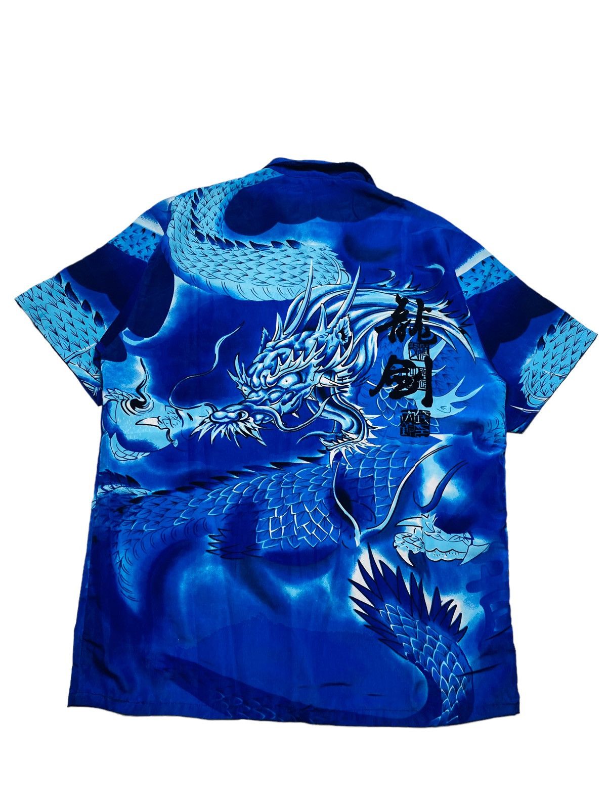 Designer × Japanese Brand × Vintage Balenciaga Look A Like Vintage Blue Dragon Shirt Size US L / EU 52-54 / 3 - 2 Thumbnail