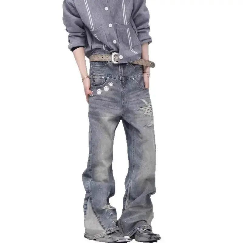 Japanese Brand Retro straight leg casual patchwork jeans Size US 32 / EU 48 - 5 Thumbnail