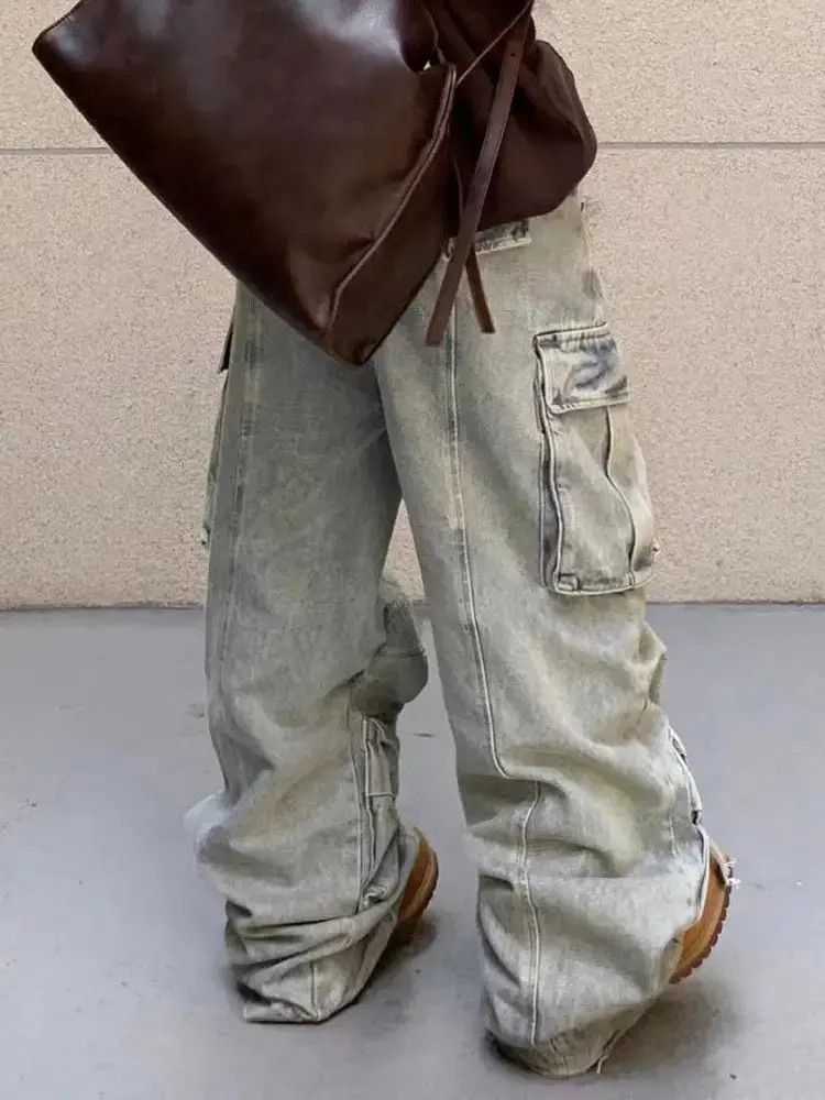 Designer × Japanese Brand Heavy design large pocket workwear draped wide leg jeans Size US 33 - 5 Thumbnail